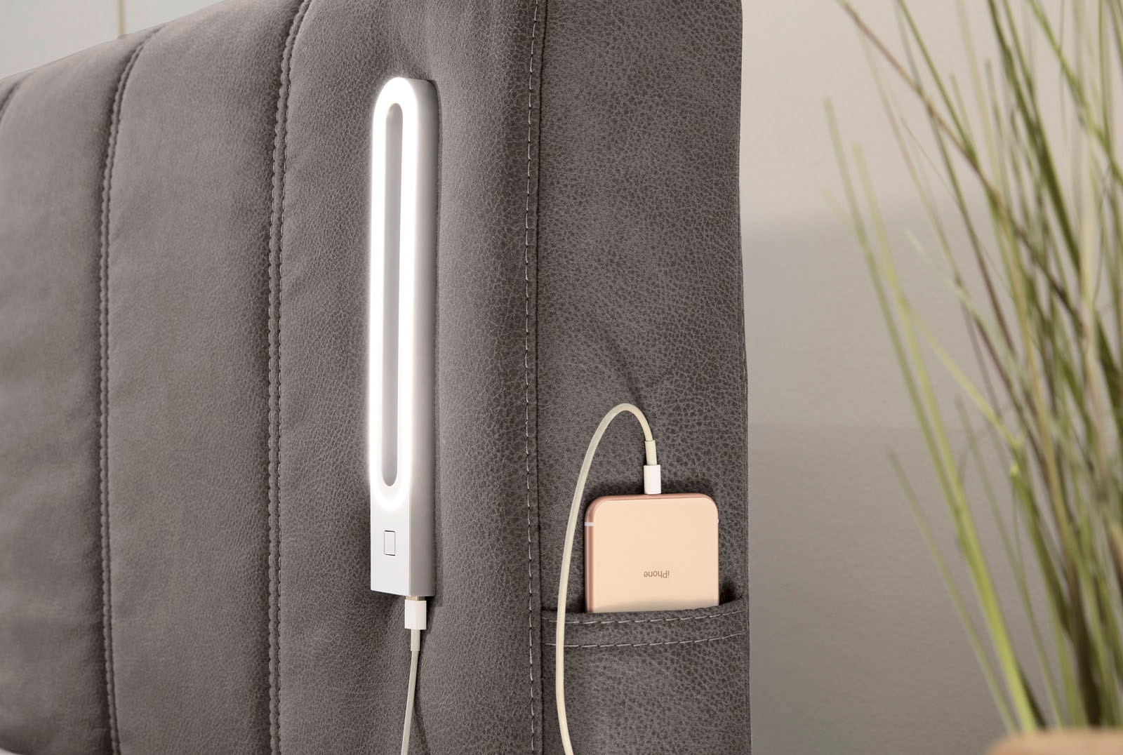 Jockenhöfer Gruppe Lit boxspring »Kati erhältlich in der Grösse 180x200cm« avec surmatelas, coffre de lit et tête de lit réglable en hauteur (96 cm - 108 cm)