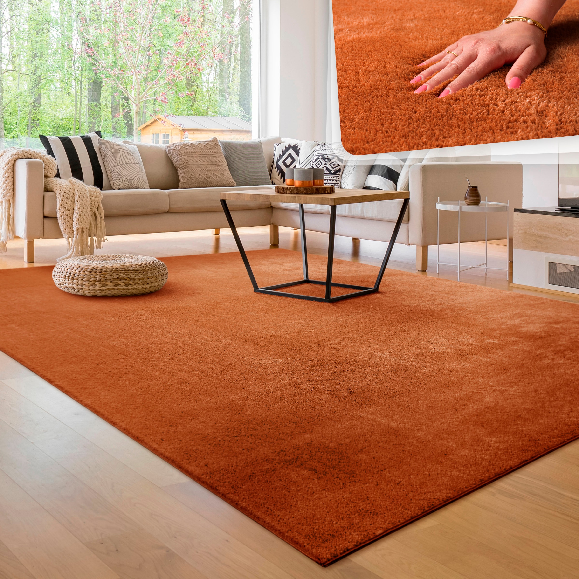 Paco Home Teppich »Cadiz 630«, besonders Läufer Uni-Farben, als rechteckig, erhältlich weich, waschbar, kaufen bequem auch