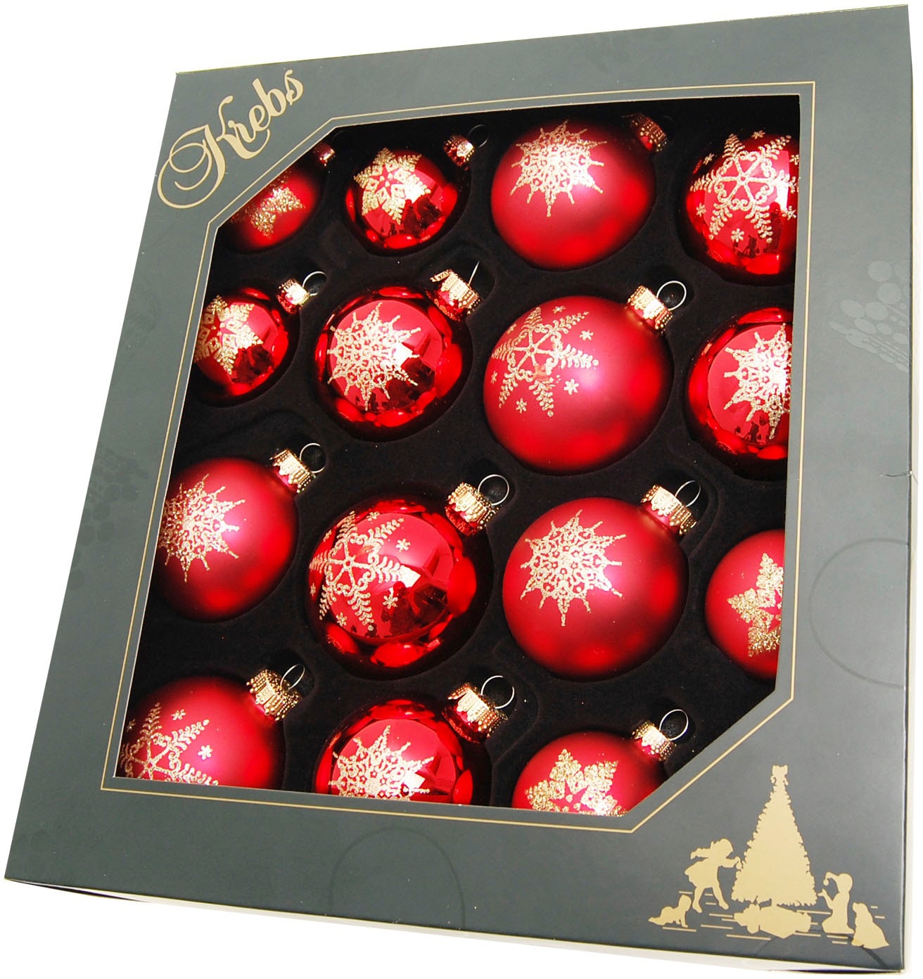 Krebs Glas Lauscha Weihnachtsbaumkugel »Schneeflocke rot« Weihnachtsdeko, Christbaumschmuck, Christbaumkugeln aus Glas