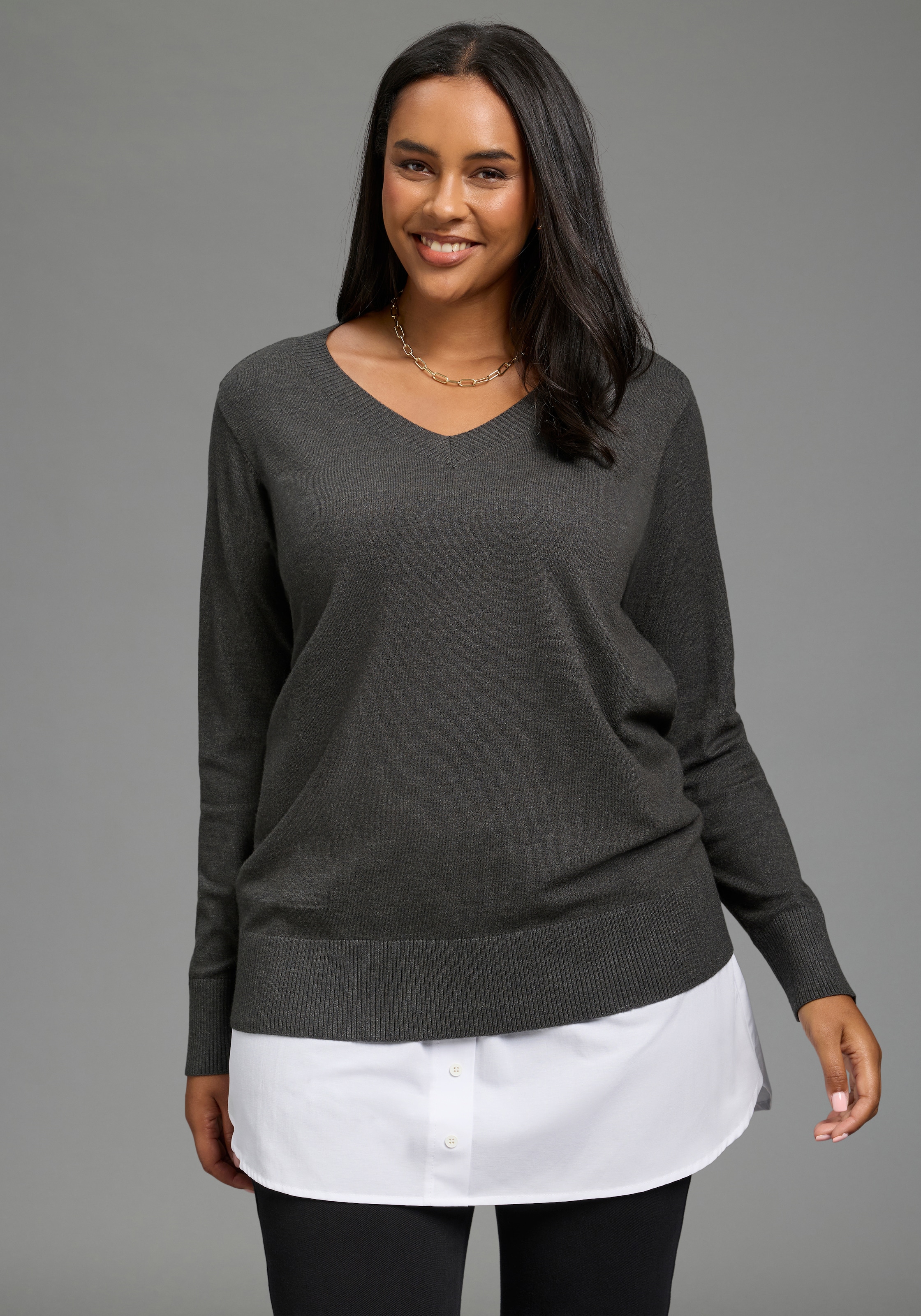 Laura Scott CURVE Chemisier long »Blusenverlängerung Grosse Grössen« Paquet, pack de 2,  style féminin, en coton et polyester, longueur couvrant les fesses