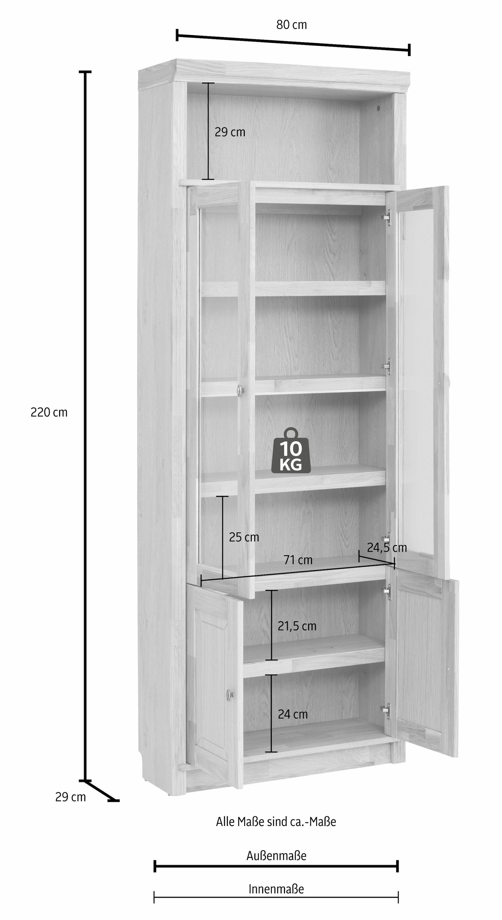 Home affaire Bücherregal »Soeren«, massiver Kiefer, in 2 Höhen, Tiefe 29  cm, Türen mit Klarglas Einsatz günstig kaufen
