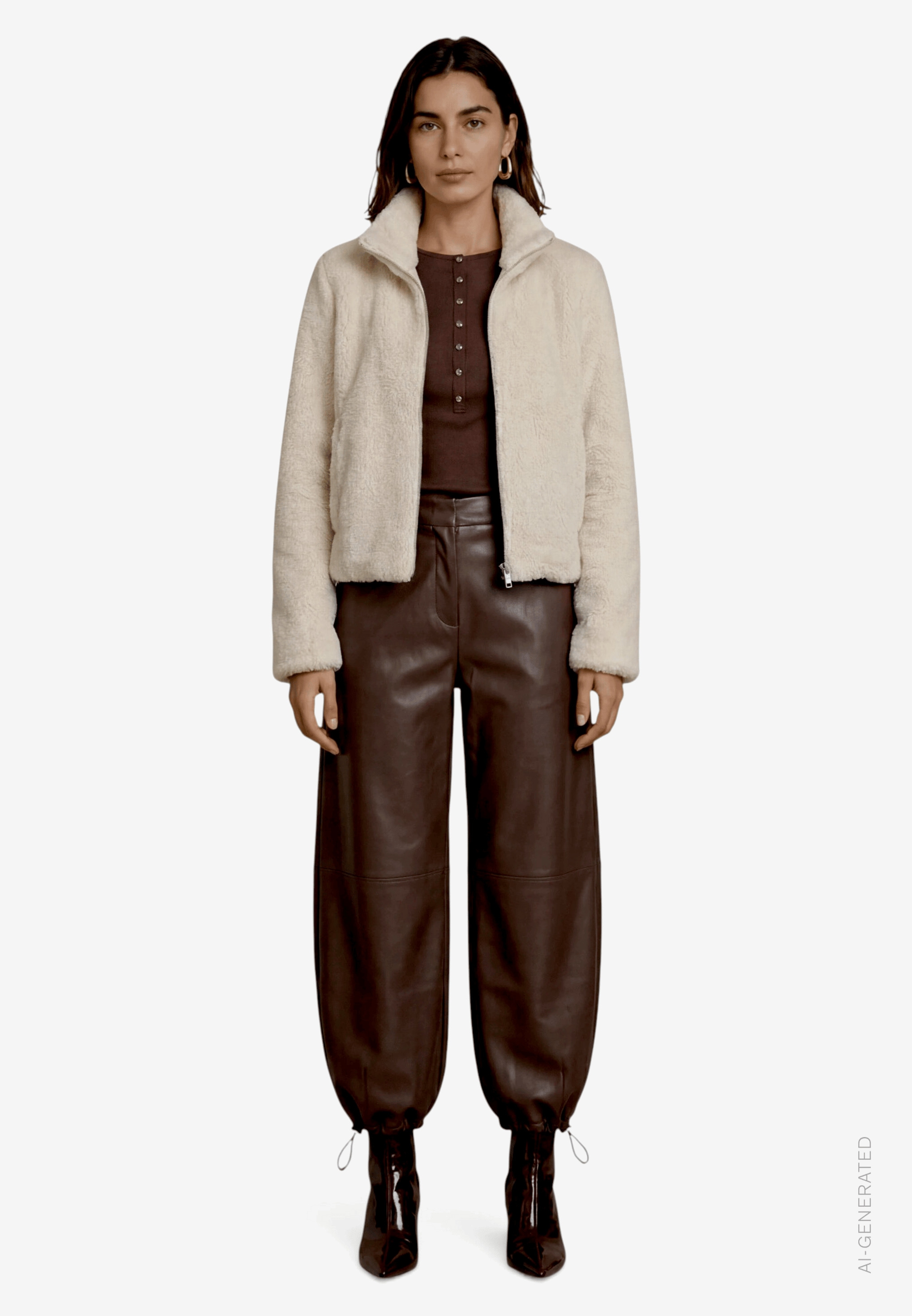 Zero Fellimitatjacke ohne Kapuze Kuscheljacke mit hohem Kragen