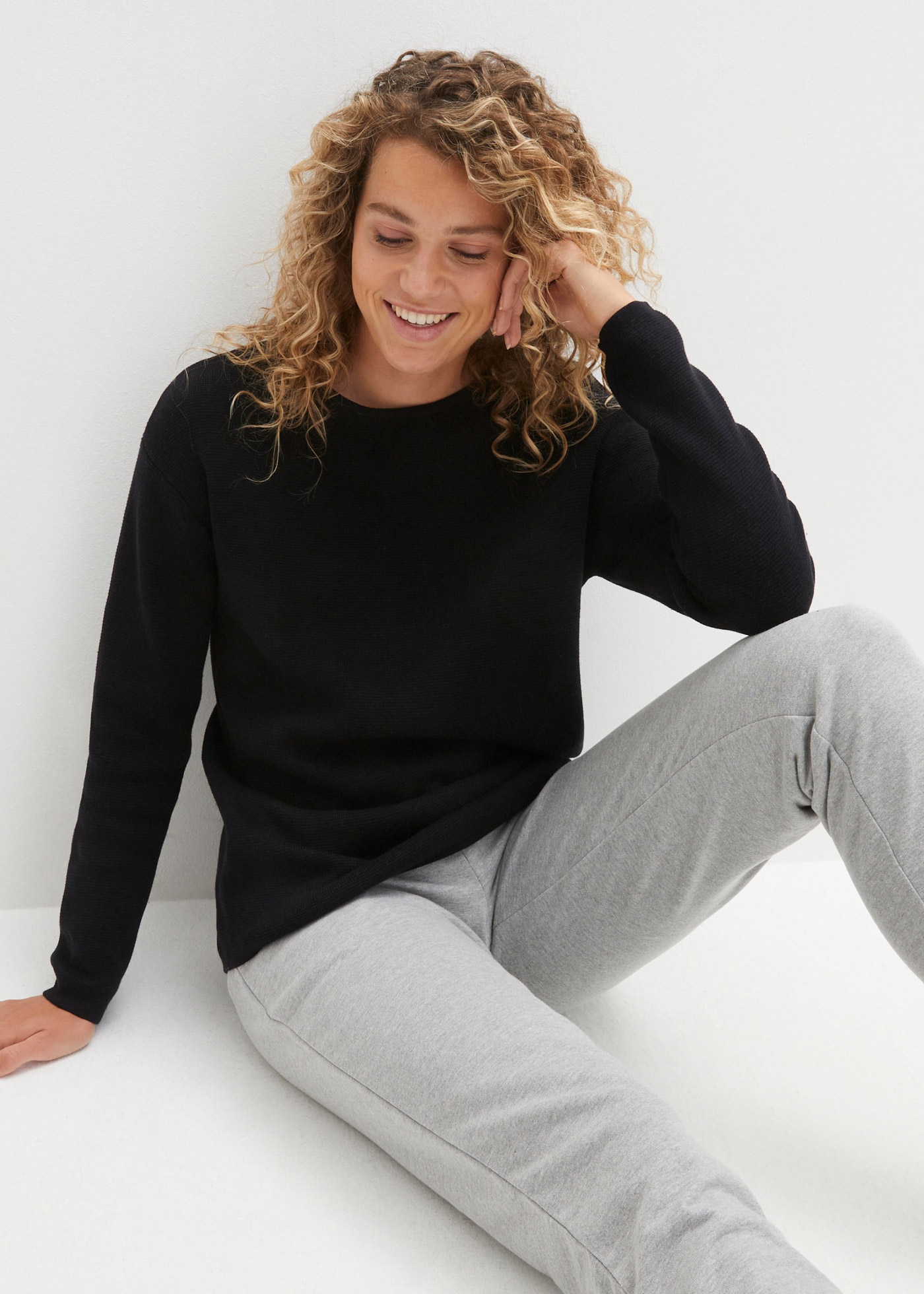 Image of bonprix Strickpullover "Milano Rib Pullover mit Rundhals" aus Milano-Strick mit hohem Baumwollanteil, mit Rundhalsausschnitt