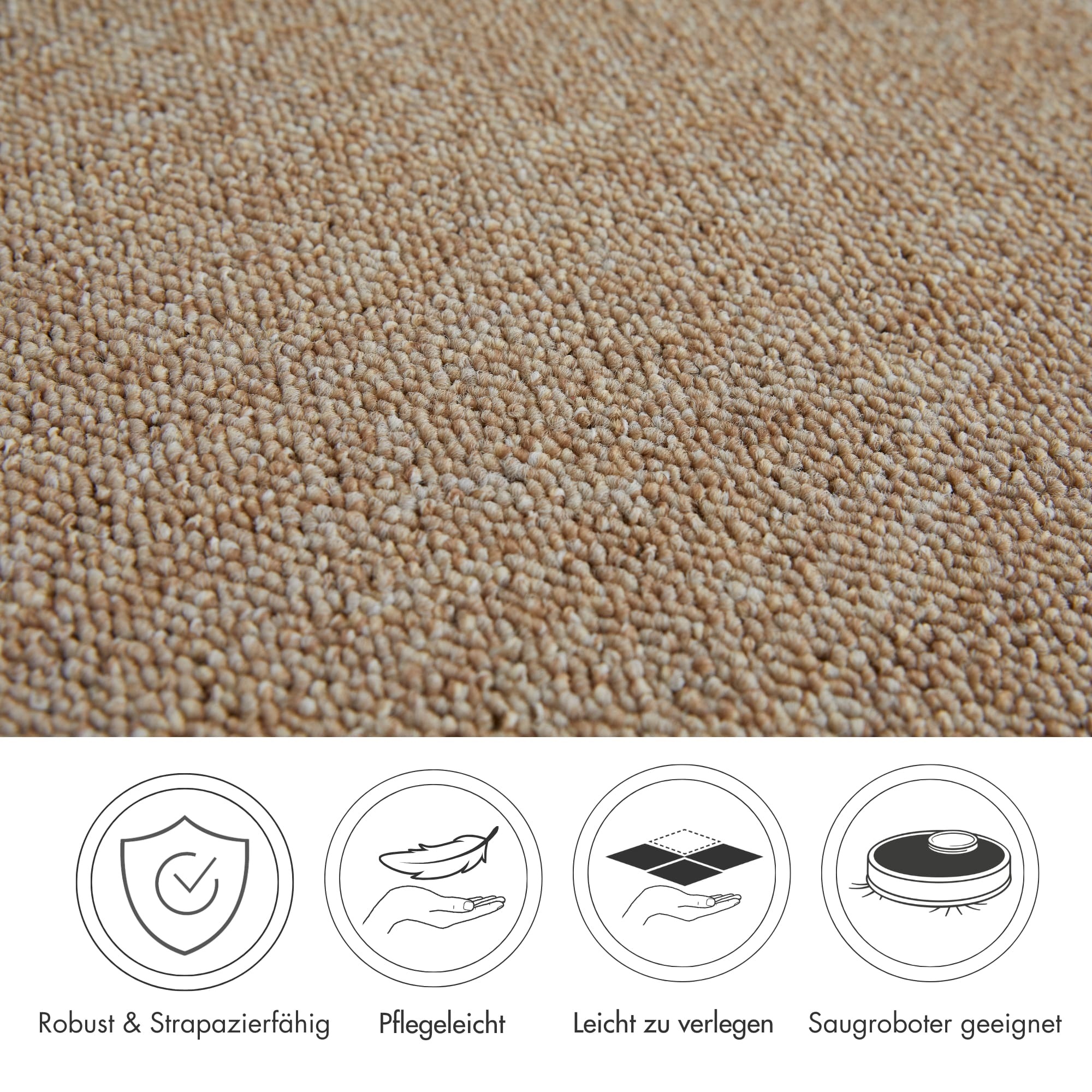 Andiamo Teppichboden »Carlos, Feinschlinge, Made in Netherlands«, rechteckig, 6,5 mm Höhe, melierte Optik, Breite 400 cm oder 500 cm, strapazierfähig