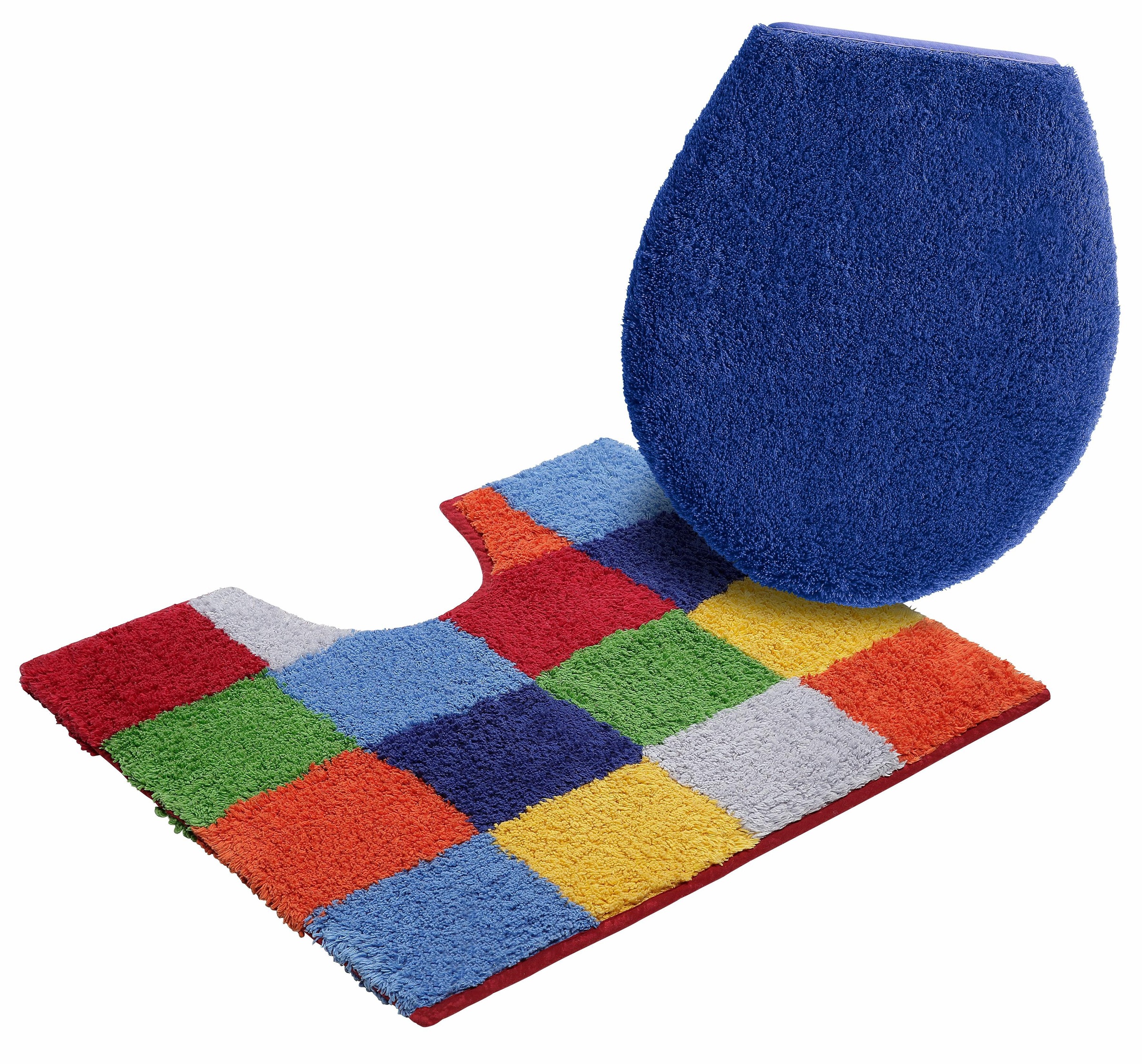 OTTO home Badematte "Kira, Badvorleger, Badezimmer Teppich, Kästchen" Höhe 12 mm beidseitig nutzbar  fußbodenheizungsgeeignet  strapazierfähig bunt, Badteppich, Badematten auch als 2 teiliges Set erhältlich