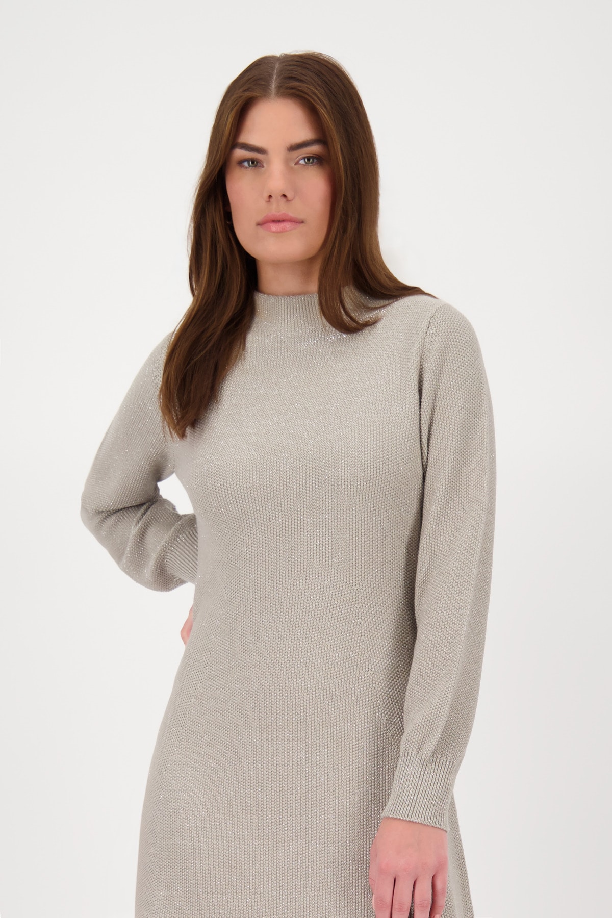 Monari Strickkleid »Kleid Strick Lurex 92cm«, Mit Rundhalsausschnitt