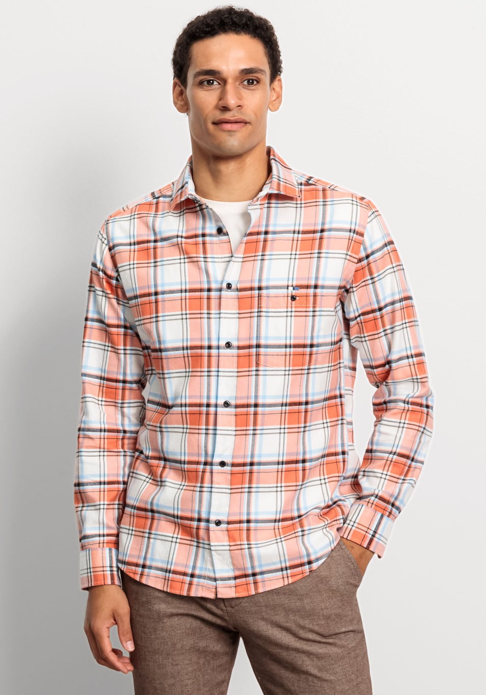 OLYMP Chemise à manches longues »Casual« im Karodessin, Brusttasche mit Knopf