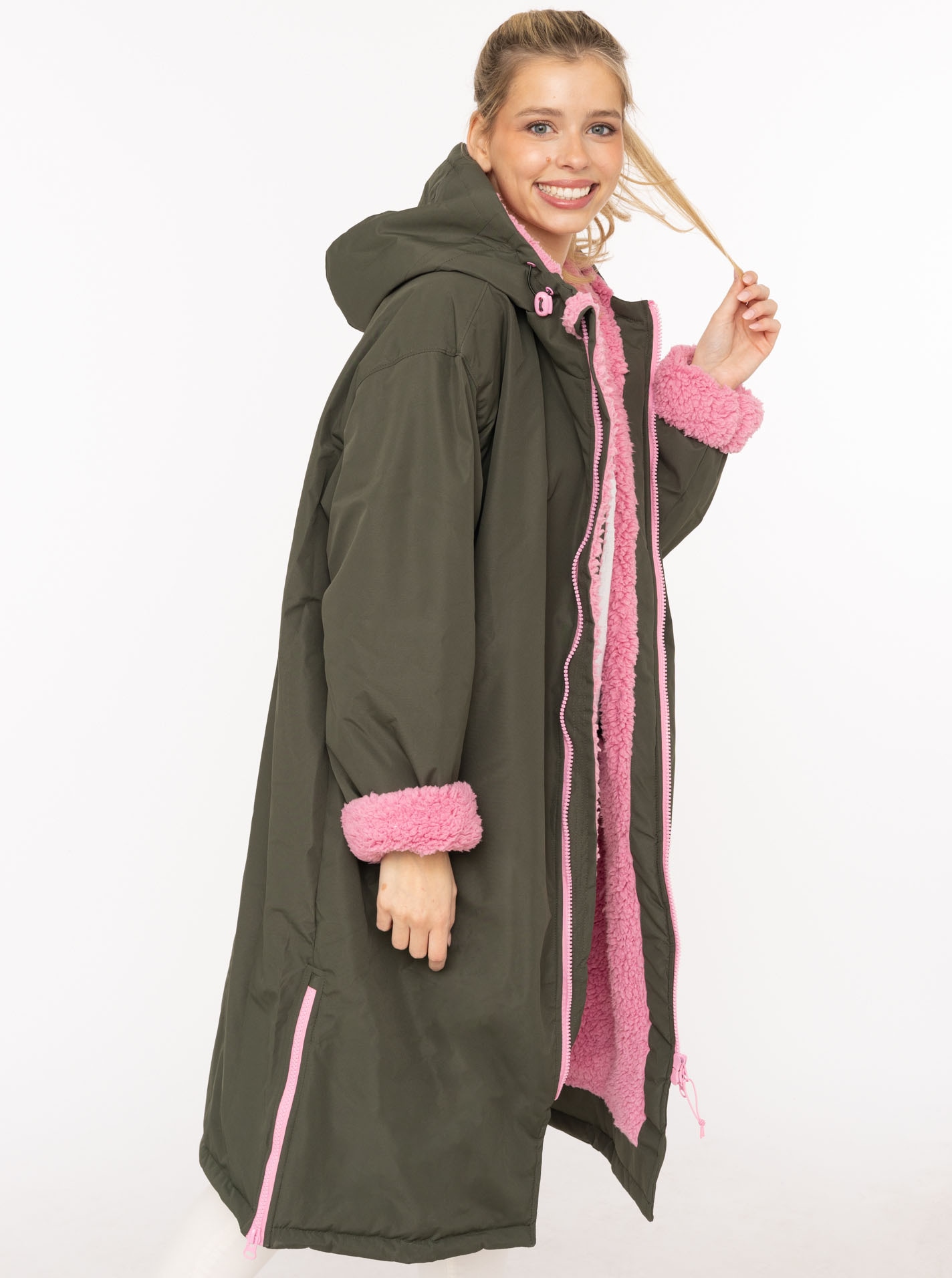 Zwillingsherz Manteau court »"Oversize Windjacke ZH"« seitliche Taschen, Kapuze, Reissverschluss, Teddy Futter