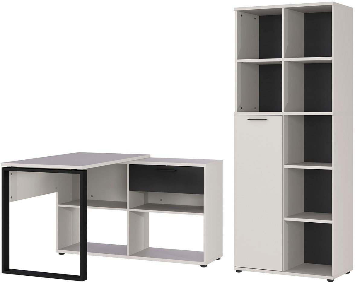 GERMANIA Büro-Set »Fenton«, (2 tlg.), inkl. Schreibtisch mit integriertem Sideboard und Aktenschrank