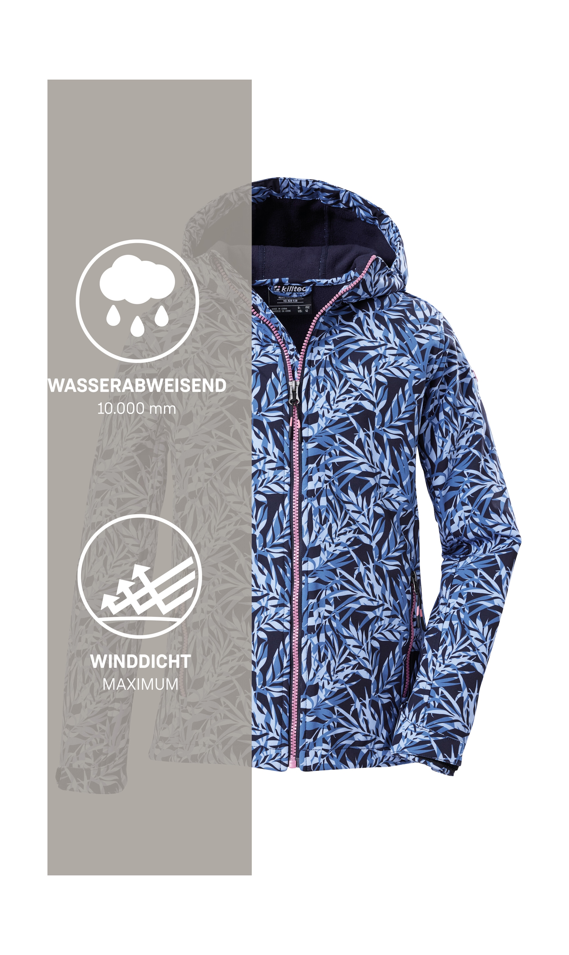 Killtec Softshelljacke »Mädchen Softshelljacke Print« Wasserdicht, windabweisend, atmungsaktiv, modischer Print