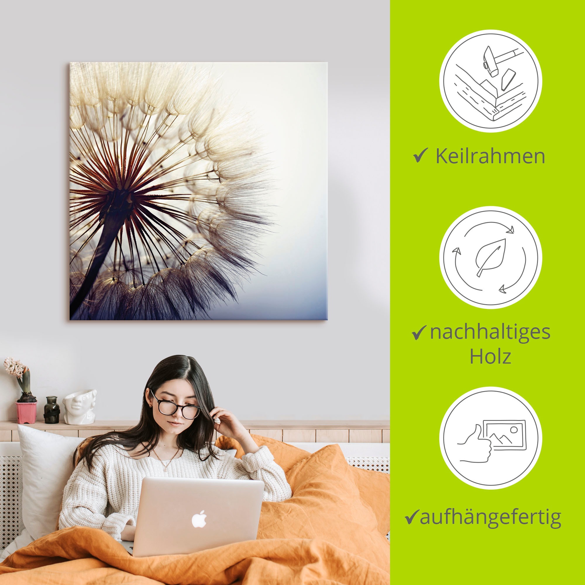Artland Wandbild »Grosse Pusteblume«, Blumen, (1 St.), als Alubild, Outdoorbild, Leinwandbild, Poster, Wandaufkleber