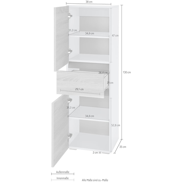 Home affaire Midischrank »Wisla«, Höhe 130 cm, mit Türen & Schubkasten  versandkostenfrei auf