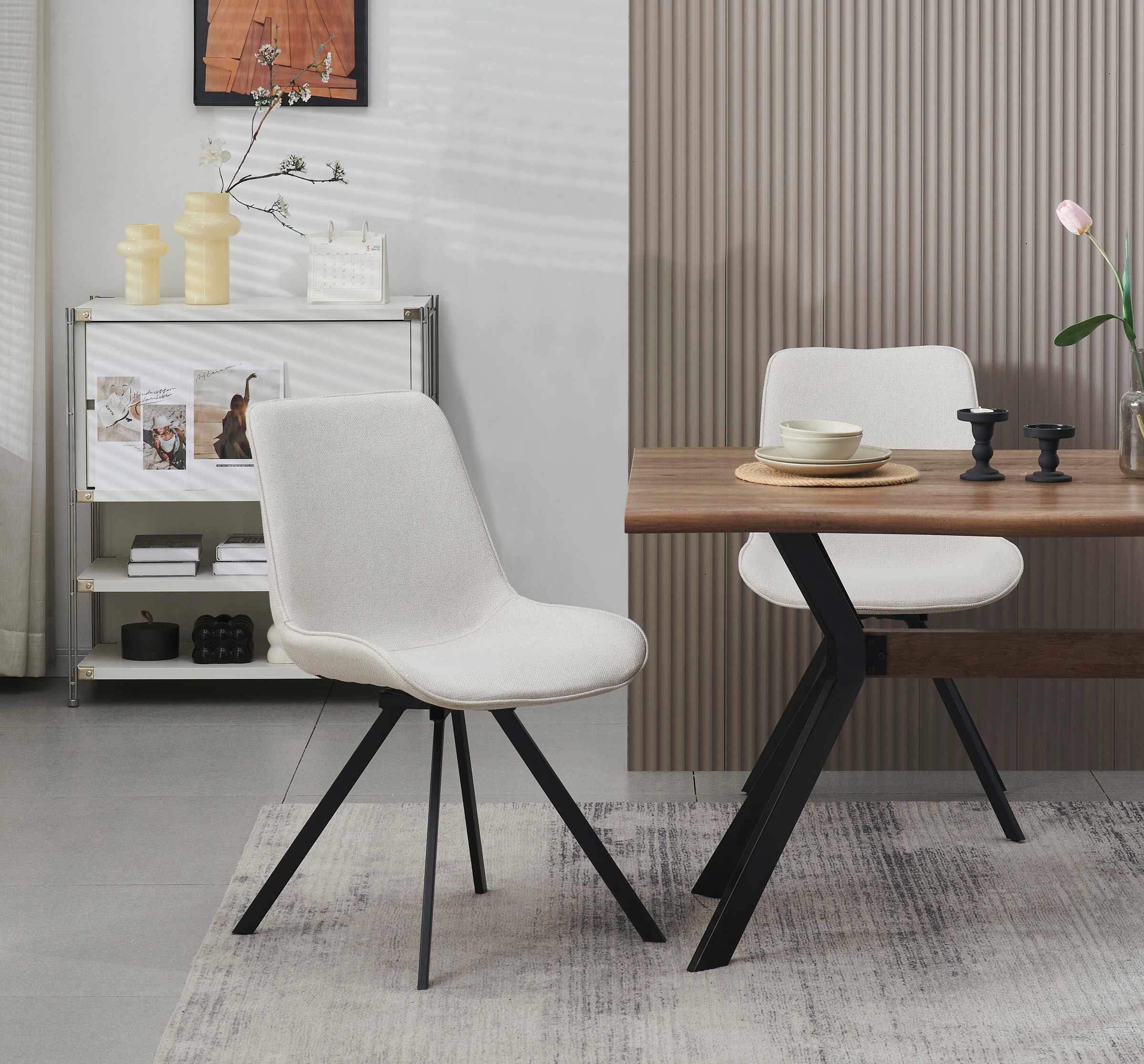 Home affaire Drehstuhl »INUVIK, 2er Set, mit Metallgestell in matt schwarz« (Set) 2 Stk.in verschiedenen Farben, Belsatbarkeit pro Stuhl 120 kg, 360° drehbar