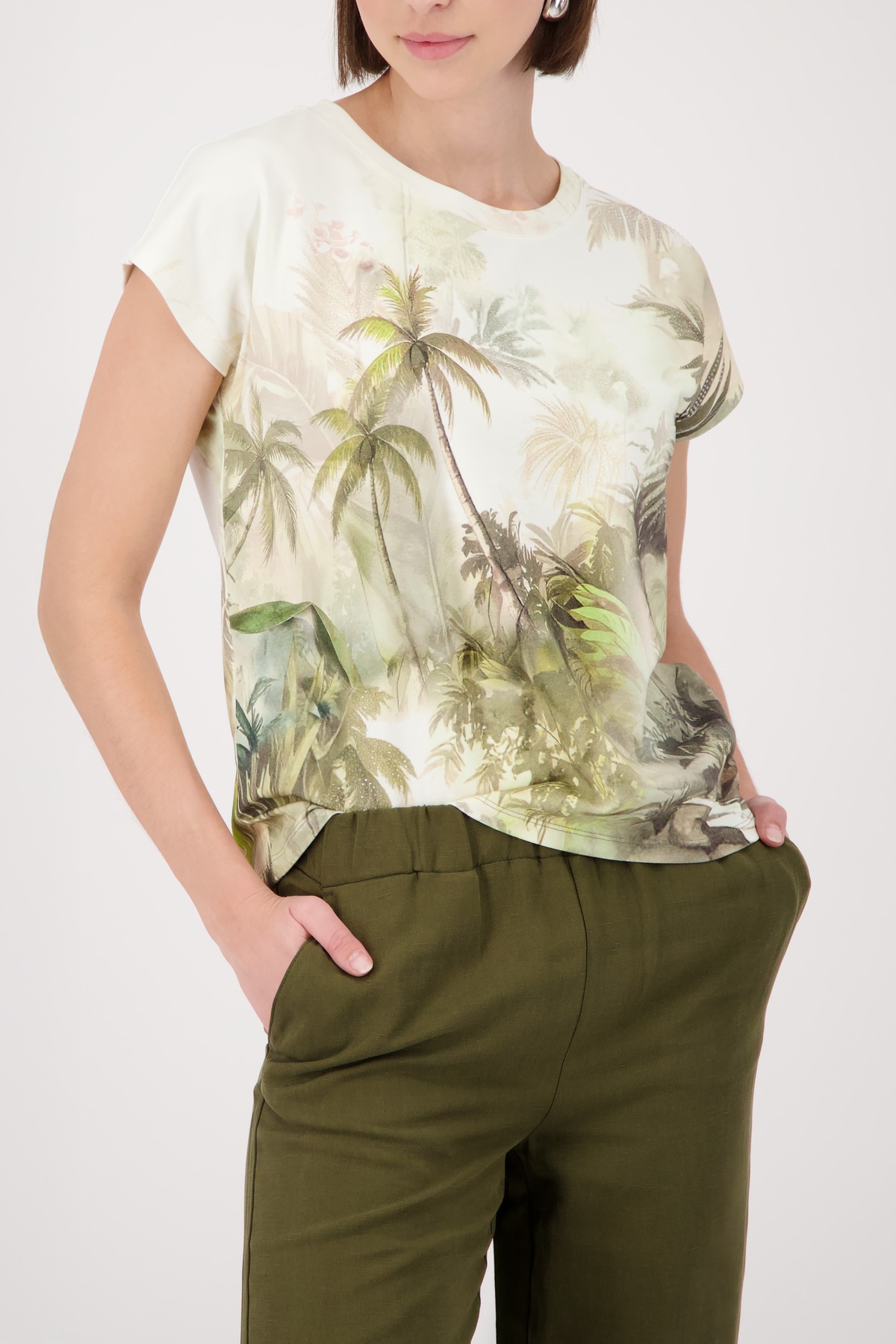 Image of Monari T-Shirt "Shirt Tropical Allover" Regular fit mit tropischem Print