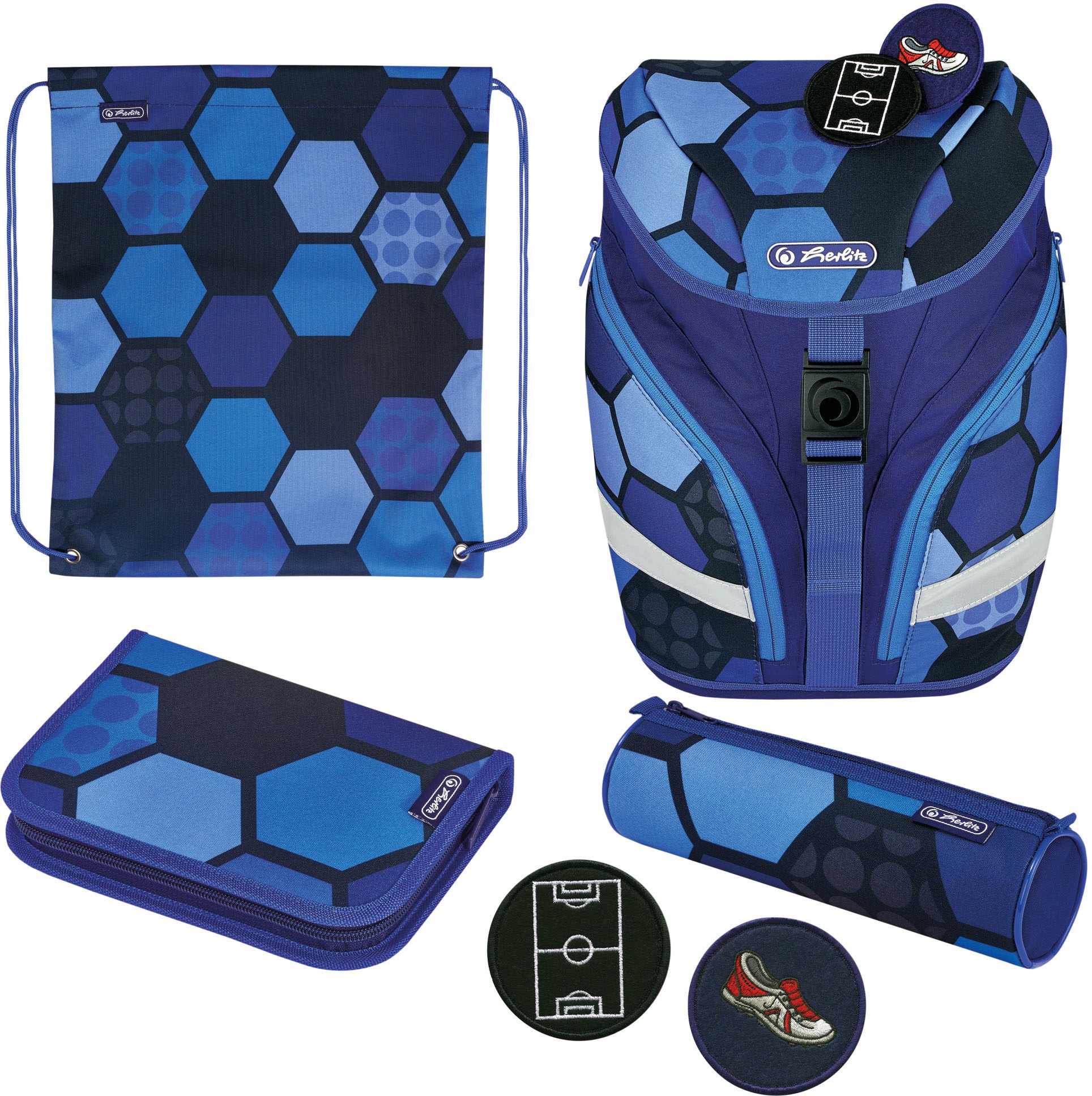 Image of Herlitz Schulrucksack »SoftLight Plus Play Ball«, Reflektoren-Floureszierende Flächen, mit 2 abnehmbaren Applikationen bei Ackermann Versand Schweiz