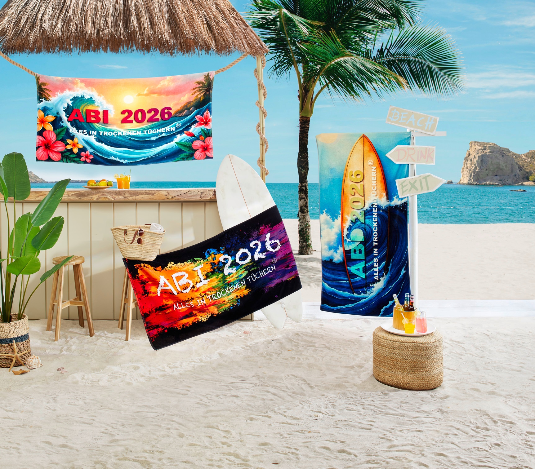 Egeria Serviette de plage »ABI 2026« 75x150 cm, "ABI 2025-Alles in trockenen Tüchern", velours