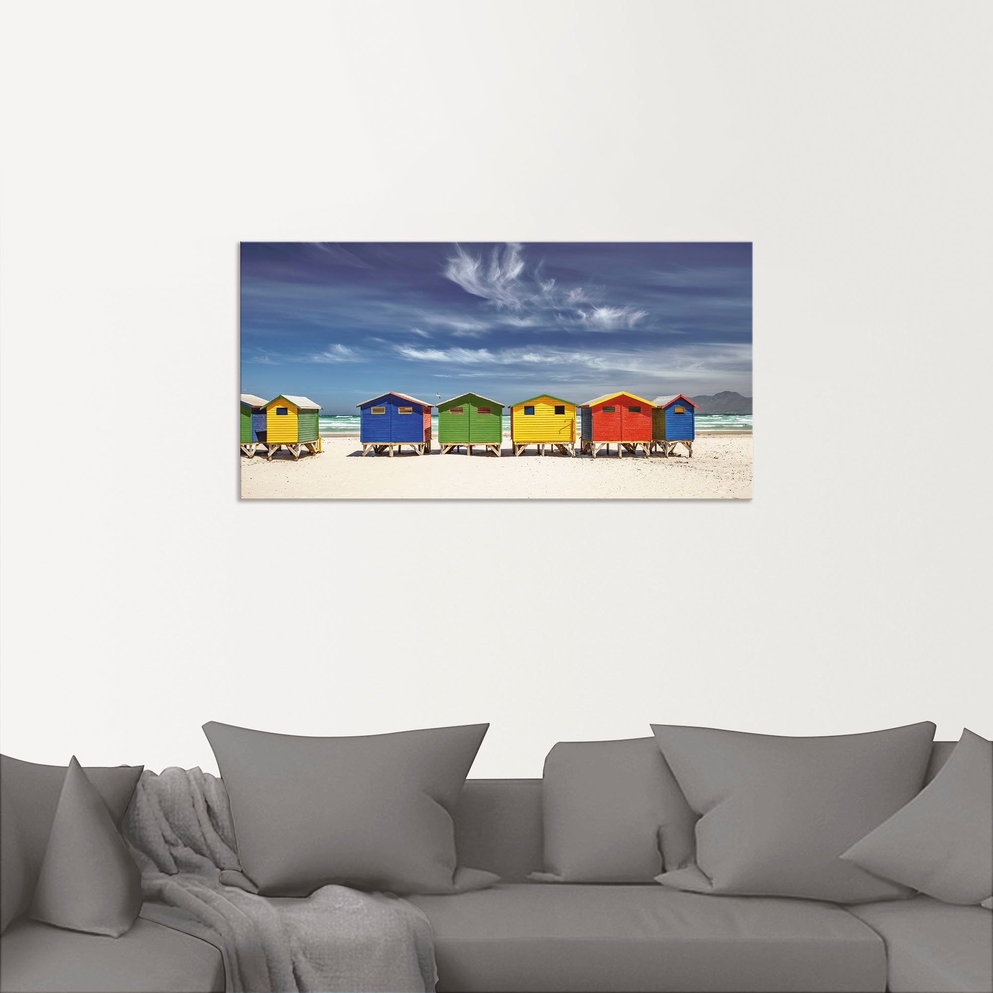 bei jetzt Wandbild versch. oder Grössen Alubild, St.), Wandaufkleber Artland in (1 »Bunte Poster Strandhäuser als kaufen Strandbilder, Kapstadt«, Leinwandbild,