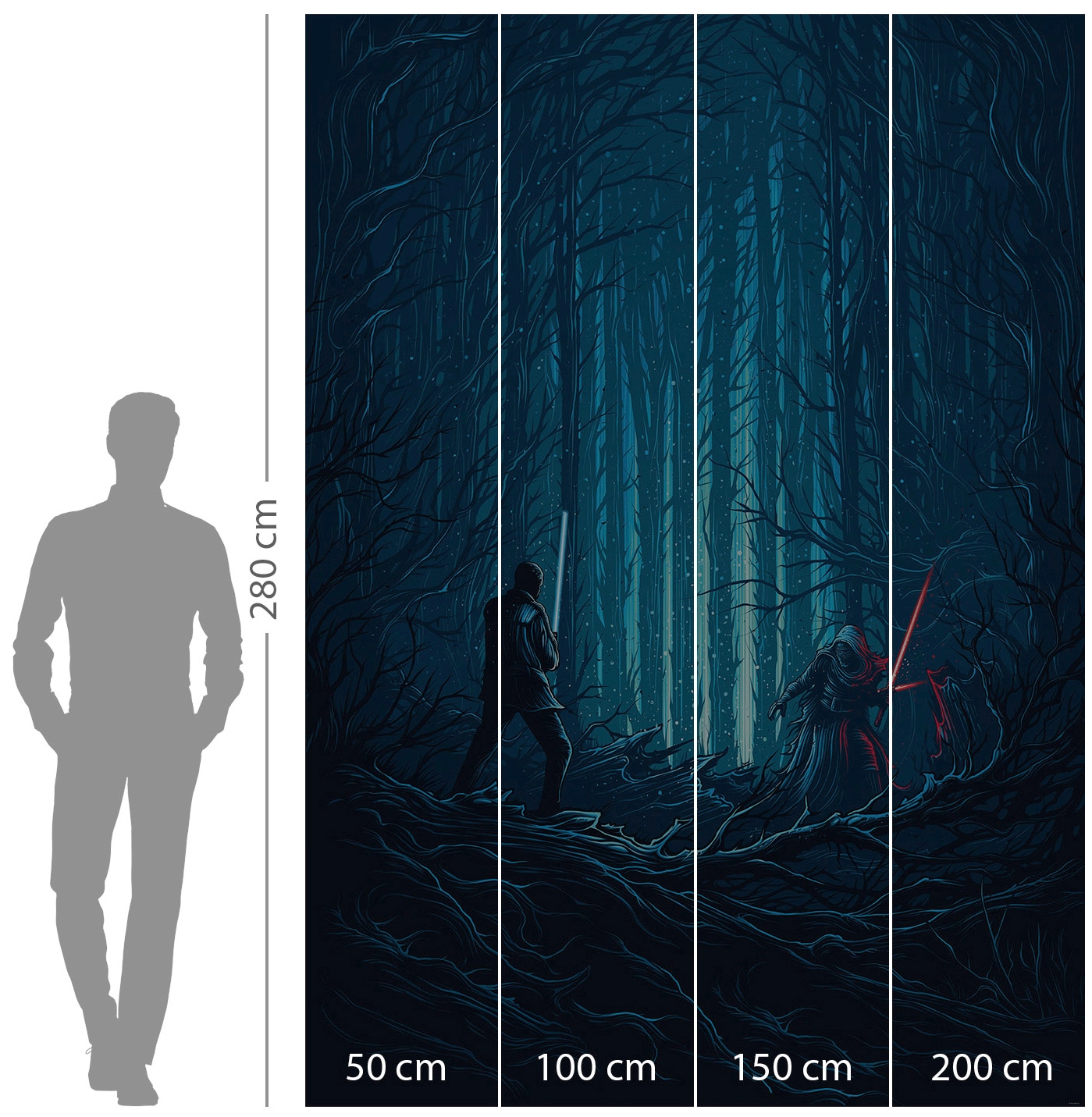 Komar Vliestapete »Digitaldruck Vlies - Star Wars Wood Fight - Grösse 200 x 280 cm«, bedruckt, Kinderzimmer
