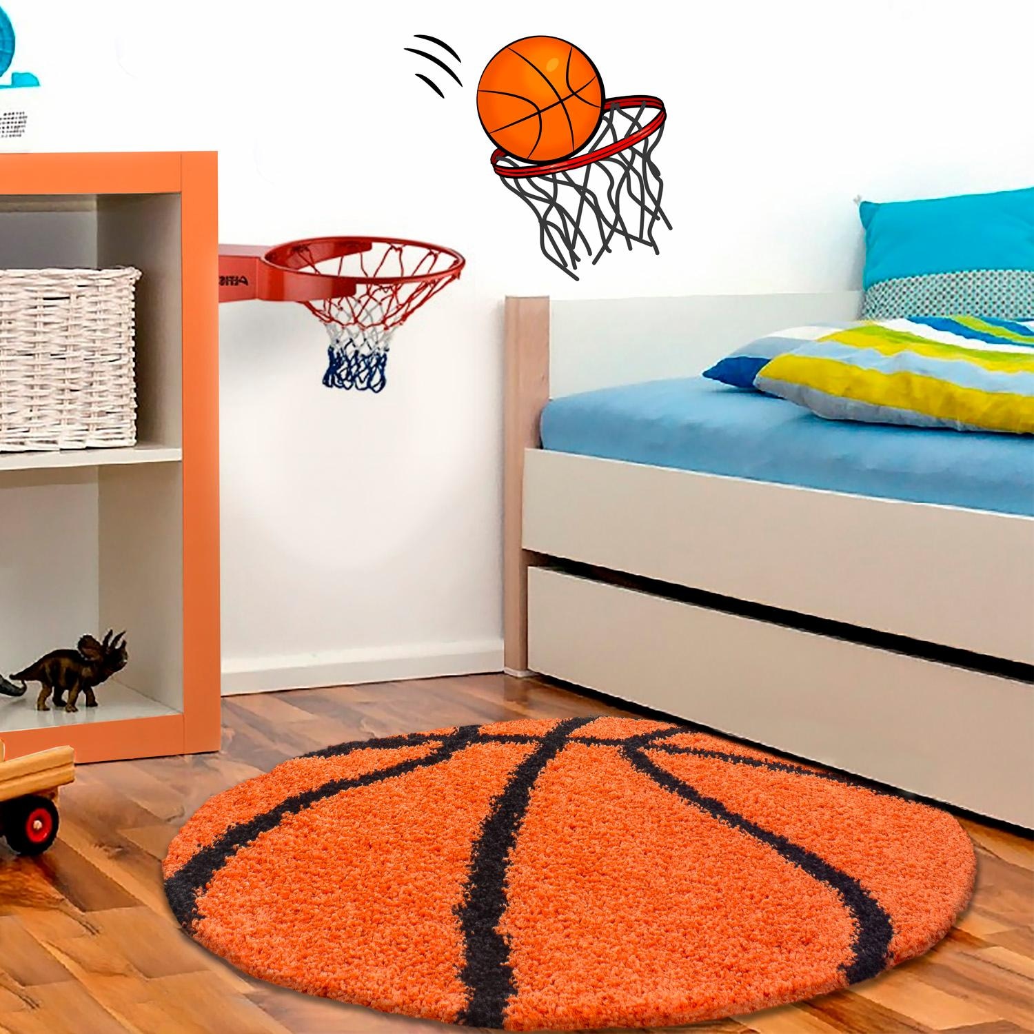 Image of Ayyildiz Teppiche Kinderteppich "Fun 6002" rund 30 mm Höhe Motiv Basketball, Kinder- und Jugendzimmer