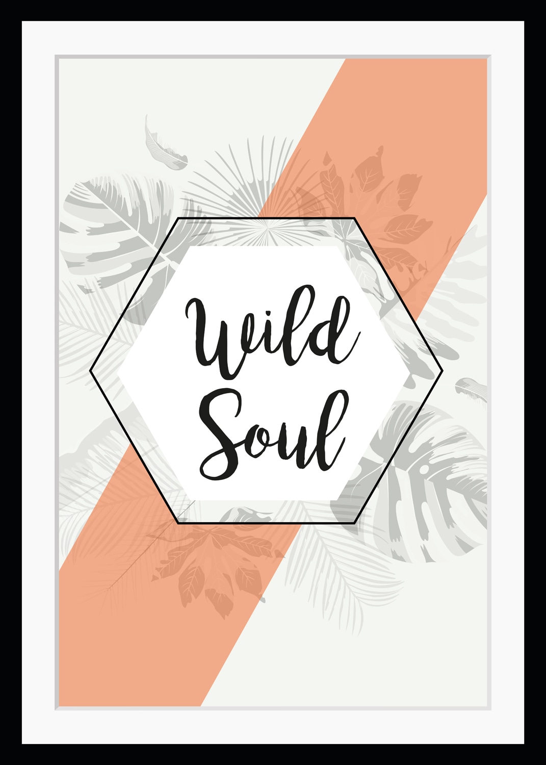 Image of queence Bild "Wild Soul" Schriftzug Sprüche & Texte HD Premium Poster-Druck inkl. Holzrahmen