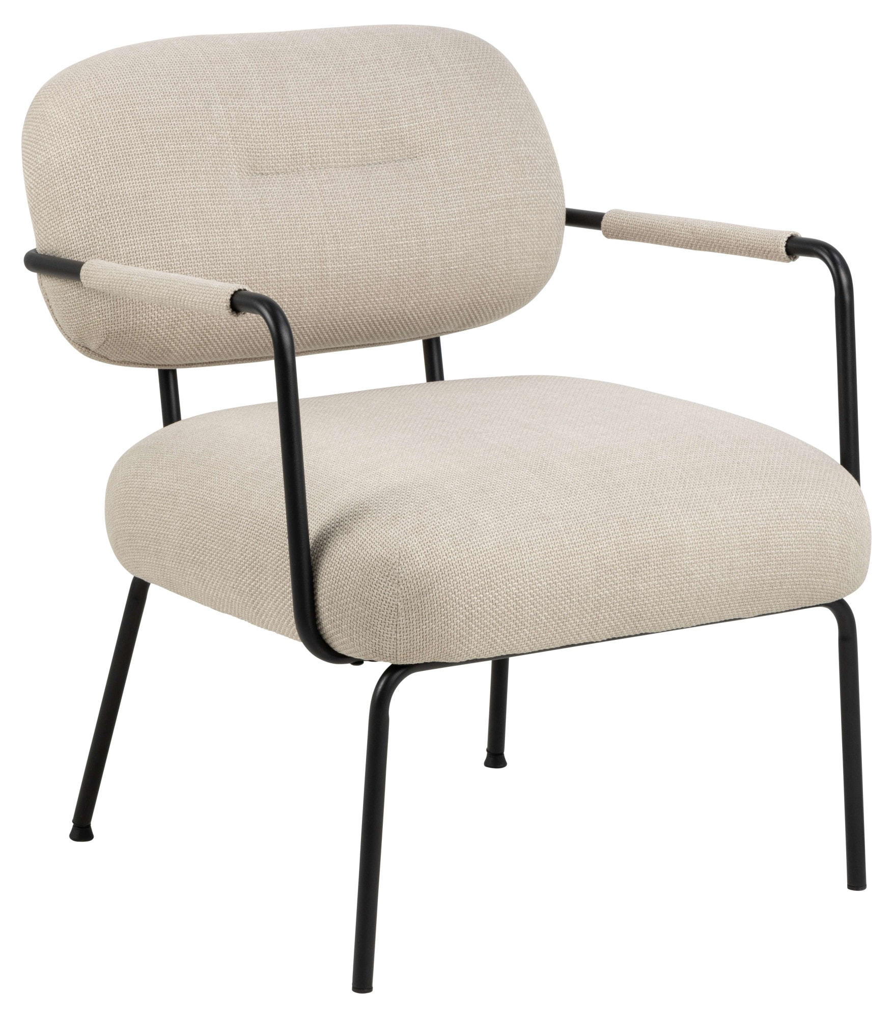 ACTONA GROUP Loungesessel »Dillon Polstersessel, Armlehne,« Loungestuhl, beiger Stoff, schwarze Stahlbeine, Sitzhöhe: 46,5 cm