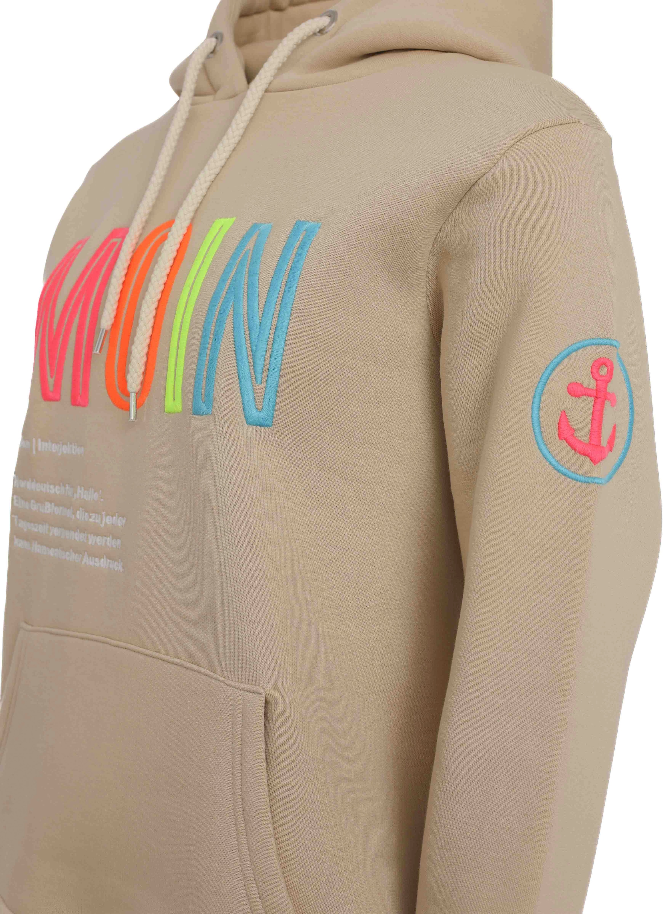 Zwillingsherz Sweatshirt, mit Kapuze, Frontprint, Neondetail