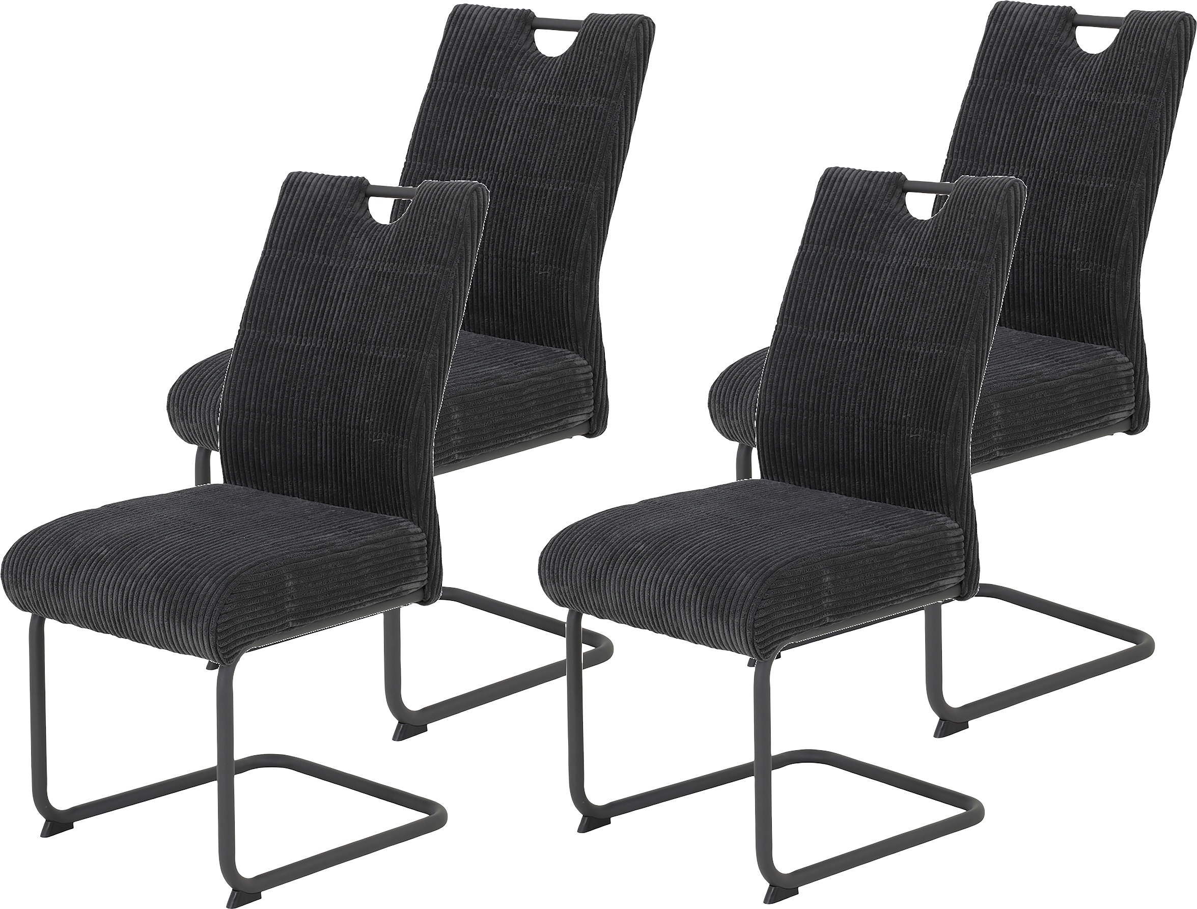 Image of HELA Freischwinger "MERKUR XL" (Set) 4 Stk.Federkern, 140 Kg Belastbarkeit, Cord Bezug, 2er & 4er Set