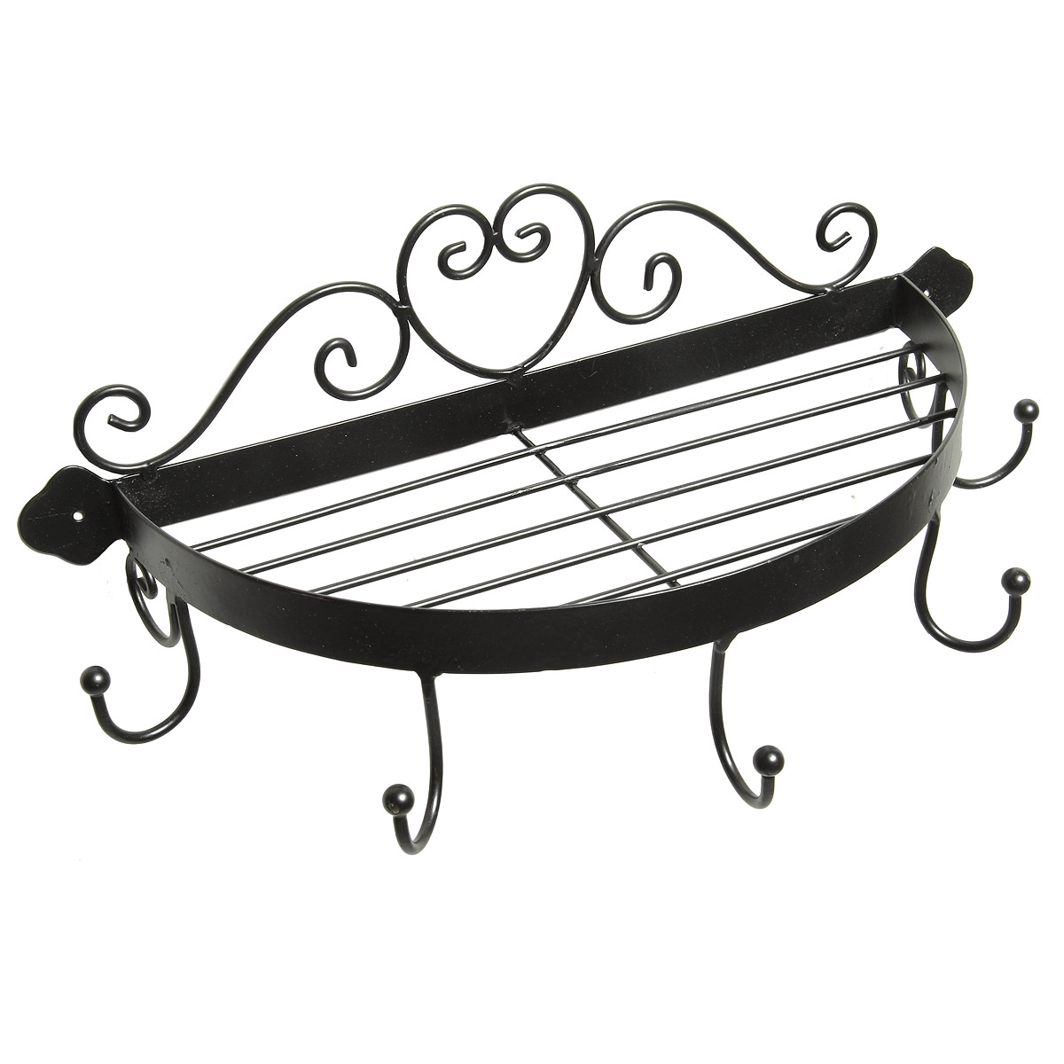 Ambiente Haus Étagère murale »Regal halbrund mit Haken in Schwarz« 1 cuis tlg. solution de rangement pour couloir, cuisine ou salle de bain avec 5 crochets