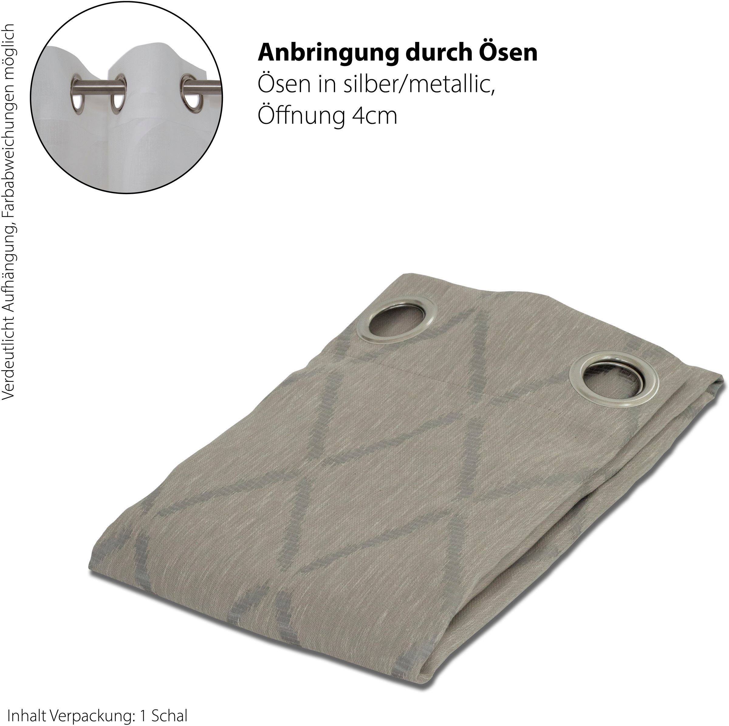 HOMING Gardine »Deron« Ösen 1 Stk. tlg. blickdicht, Rauten, edles Muster, Wohnzimmer, Schlafzimmer
