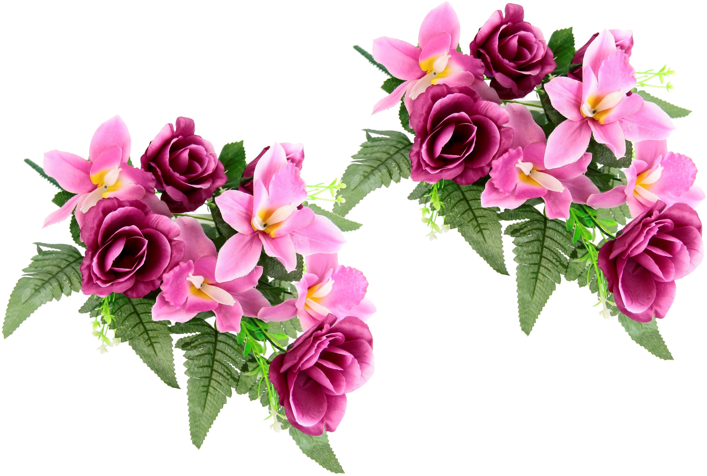 I.GE.A. Kunstblume »Bouquet aus Orchideen und Rosen«, 2er Set Kunstblumenstrauss zum Legen oder Stellen Künstliche Blumen