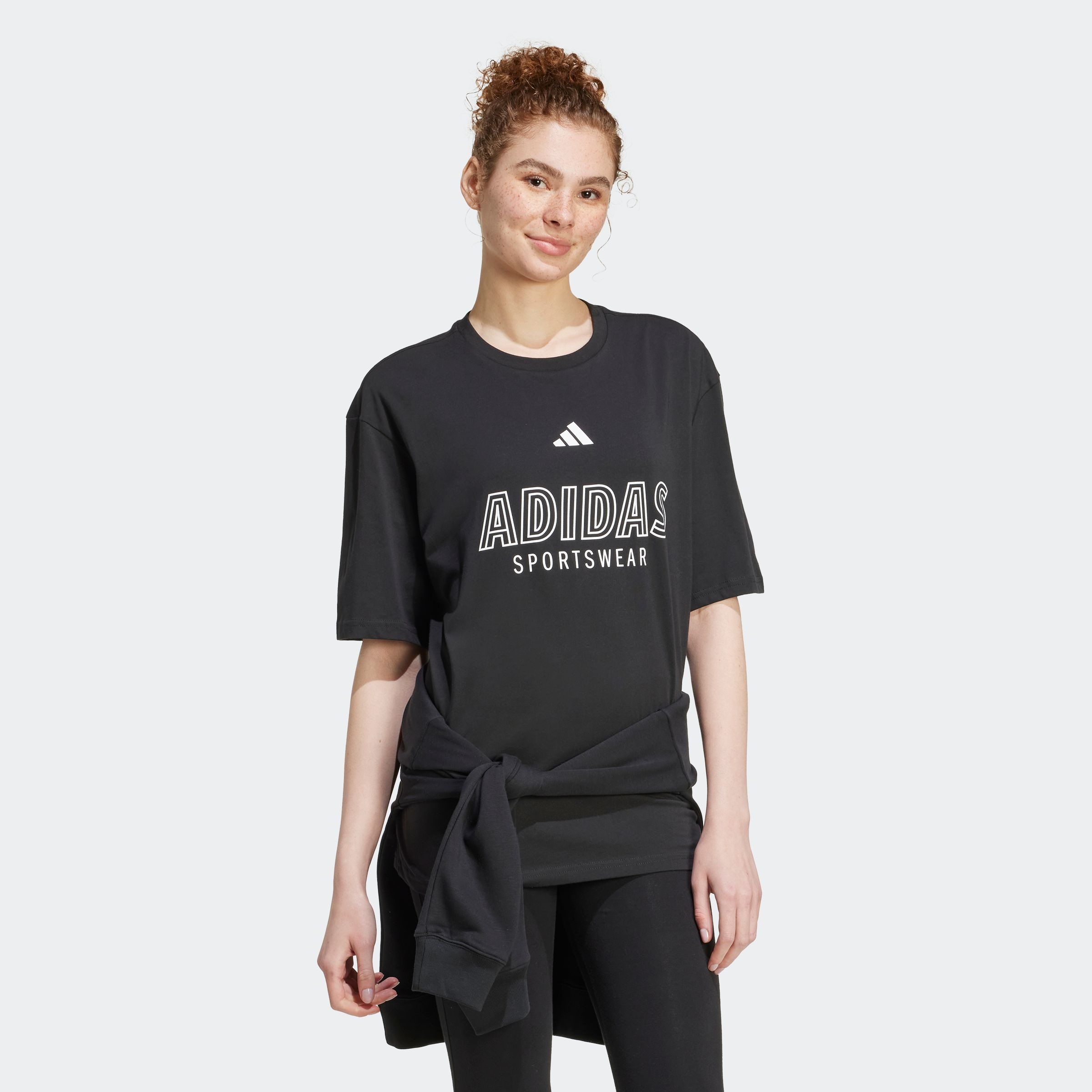 Image of adidas Sportswear T-Shirt "HOUSE OF TIRO LINEAR GRAPHIC" sportlicher Stil mit grossem linearem Logo, ohne Verschluss