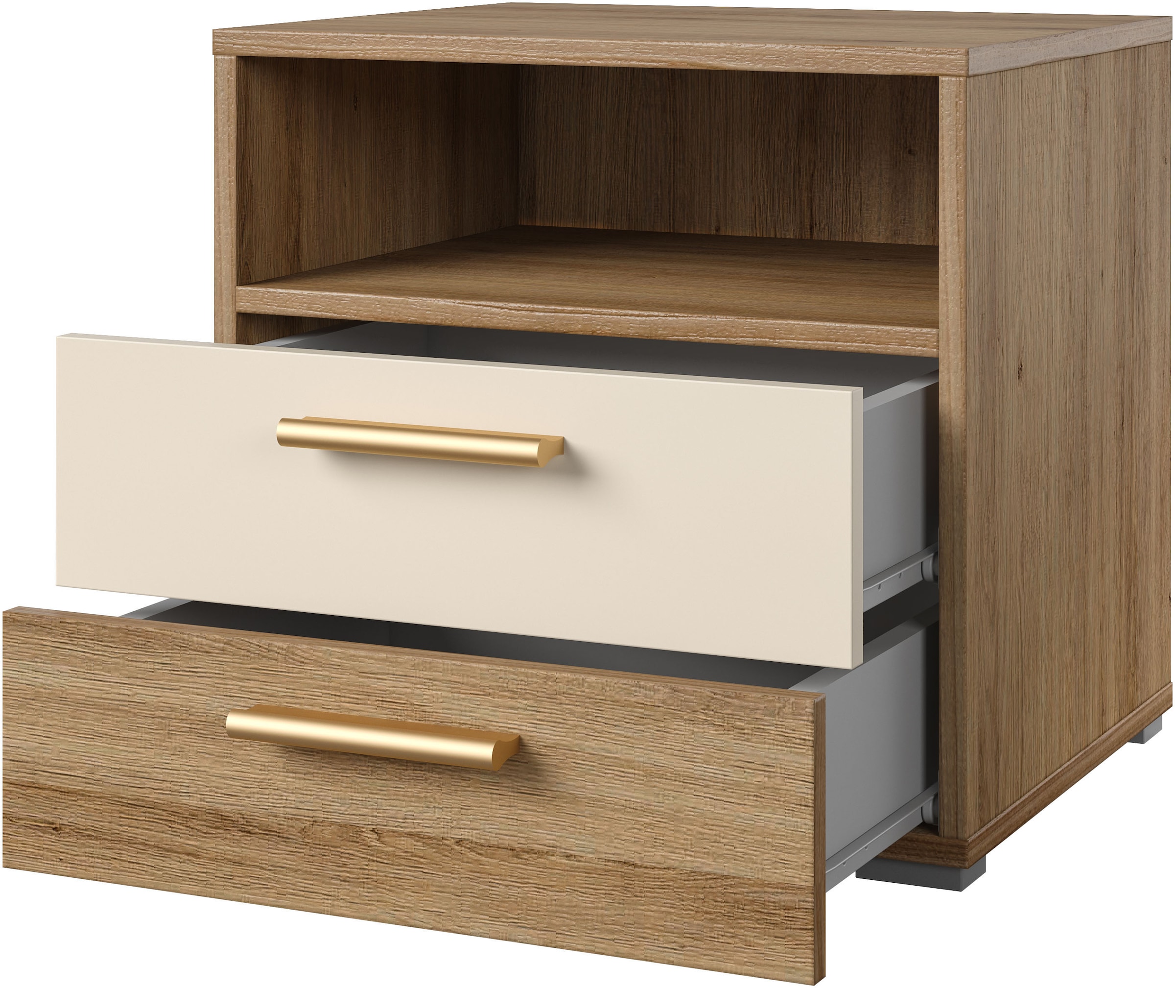 Home affaire Schlafzimmer-Set »Bitry,Set 4-St(Bett 180 cm, 2xNako, Drehtürenschrank)« Komplettschlafzimmer, viel Stauraum, fühlbare Struktur, Holzoptik