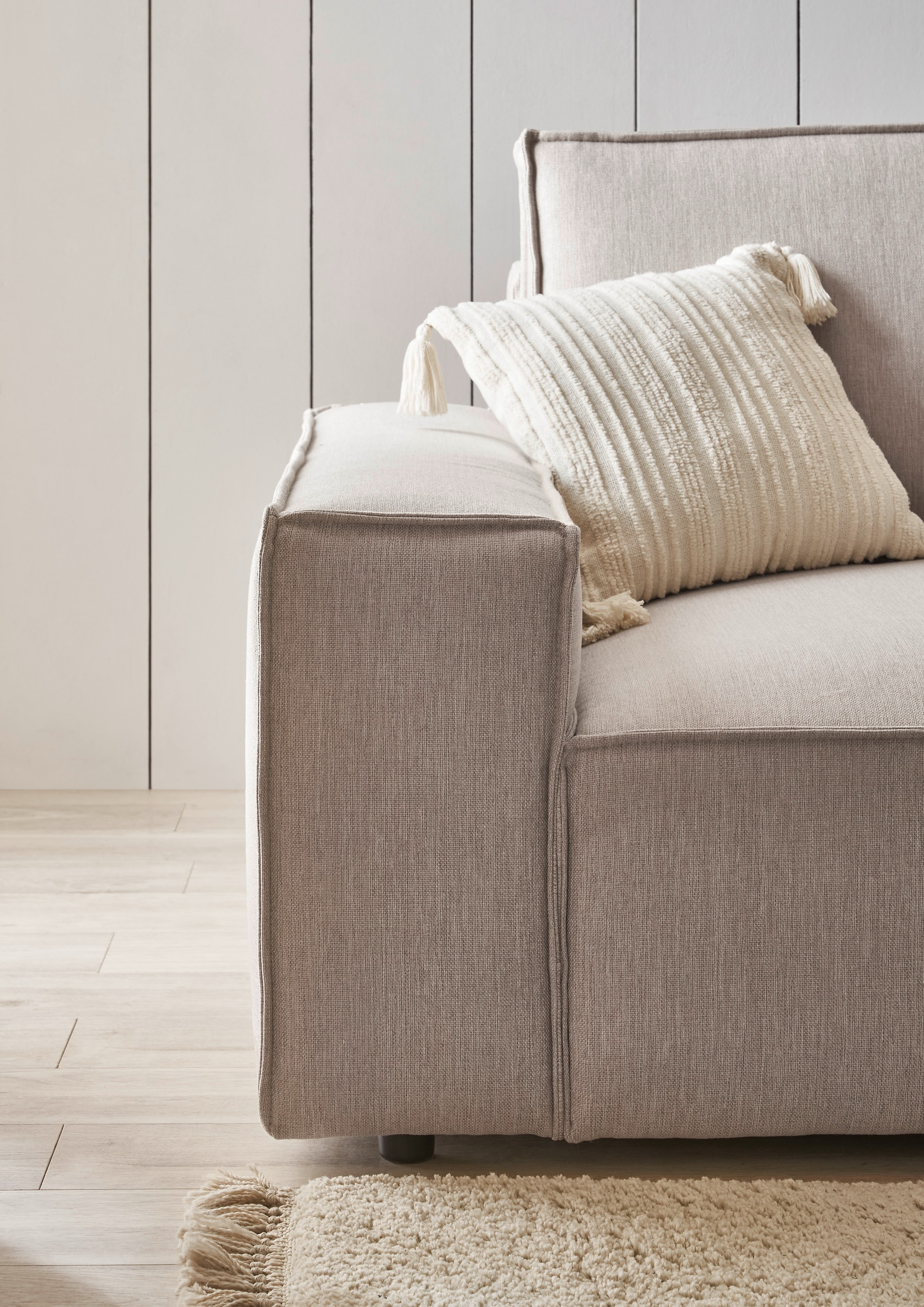 Home affaire Ecksofa »NEU: SHERWOOD XXL 284, Big-Sofa L-Form, tiefe Sitzfläche 95 cm, Cord«, Recamiere rechts/links, als Schlafsofa stellbar, Cord u. Leinenoptik