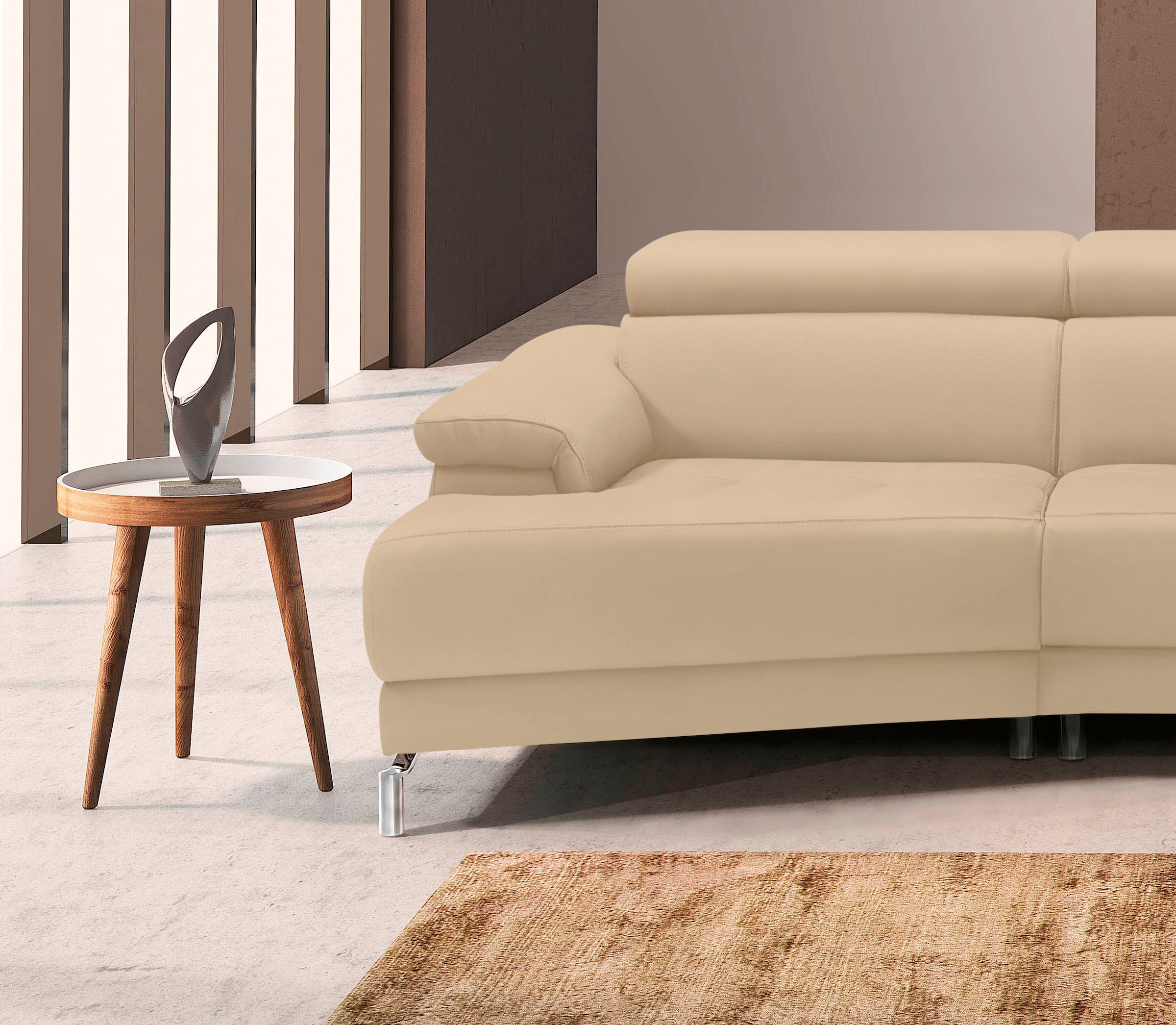 Egoitaliano Ecksofa »Soul, extravagantes Designsofa, Megasofa, super bequem, tolle Details«, mit Trapez-Abschlusselement, inkl verstellbarer Kopfteile