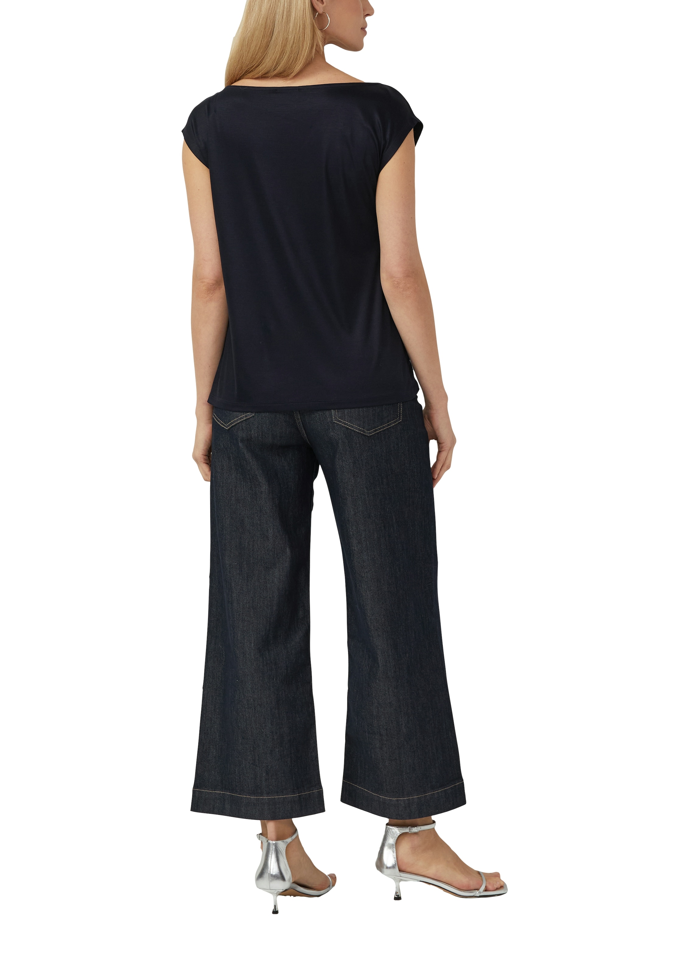 s.Oliver BLACK LABEL T-shirt cascade avec col cascade et en viscose pure