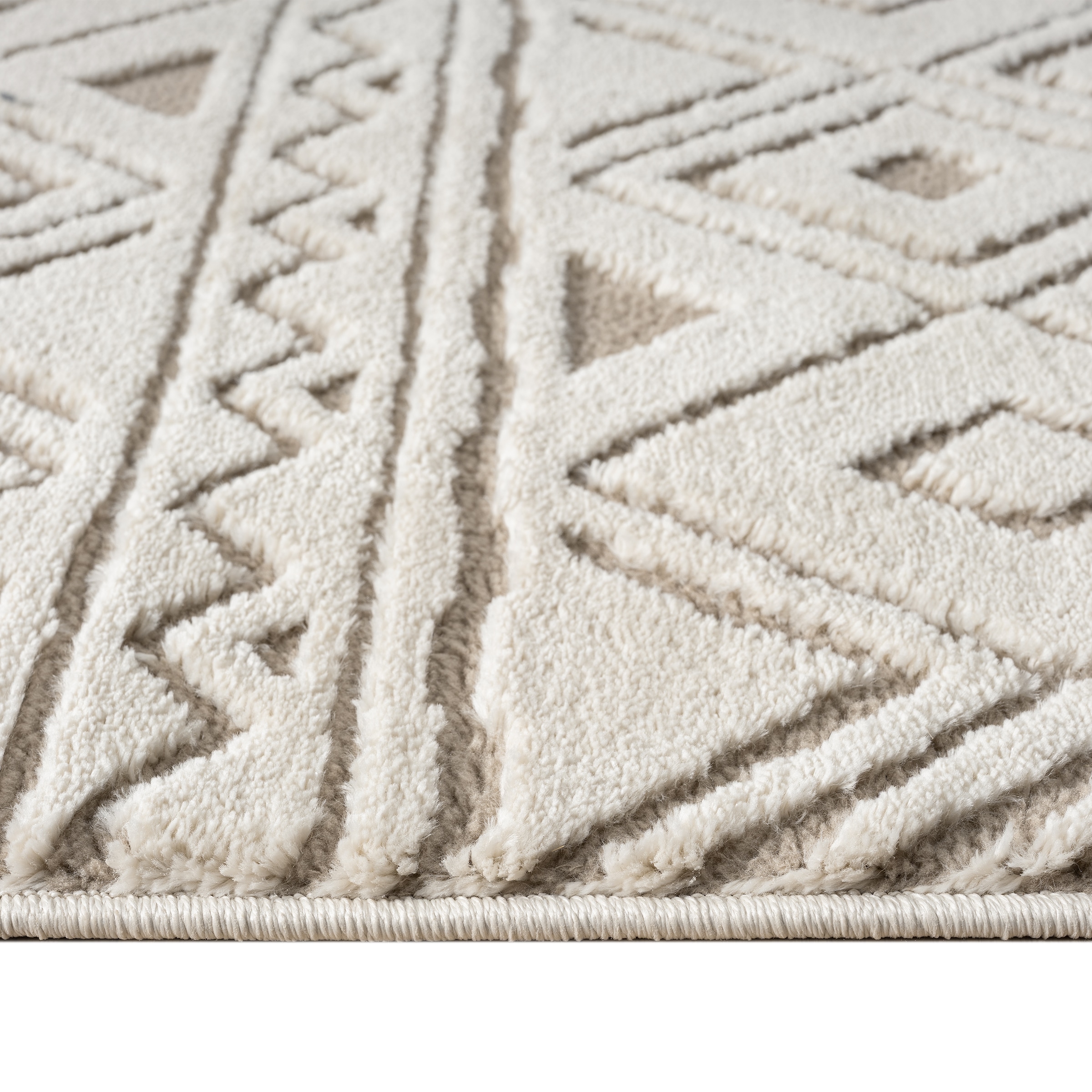 my home Läufer »Bonvo 80x300 cm« rechteckig 19 mm Höhe mit Fransen, Hoch-Tief-Struktur, Wohnzimmer, Schlafzimmer