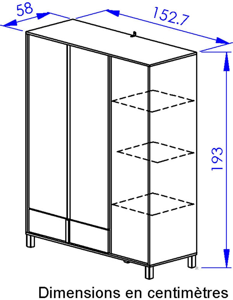 Gami Ensemble de chambre à coucher »ARIA« Set, 3 tlg. Ein sehr funktionaler Kleiderschrank
