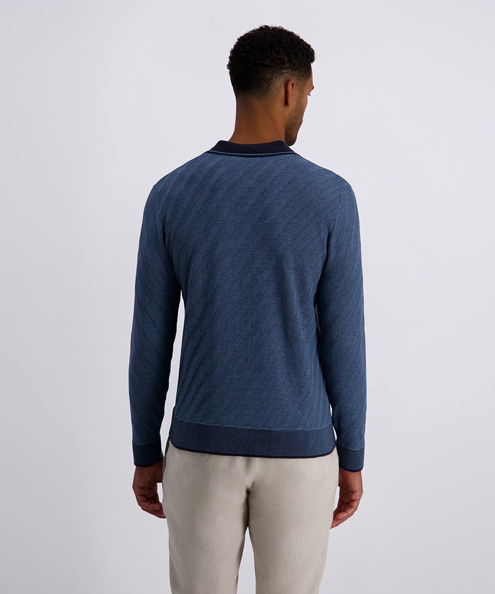 Pierre Cardin Polo à manches longues Strick in Bicolour- Jaquard - Struktur