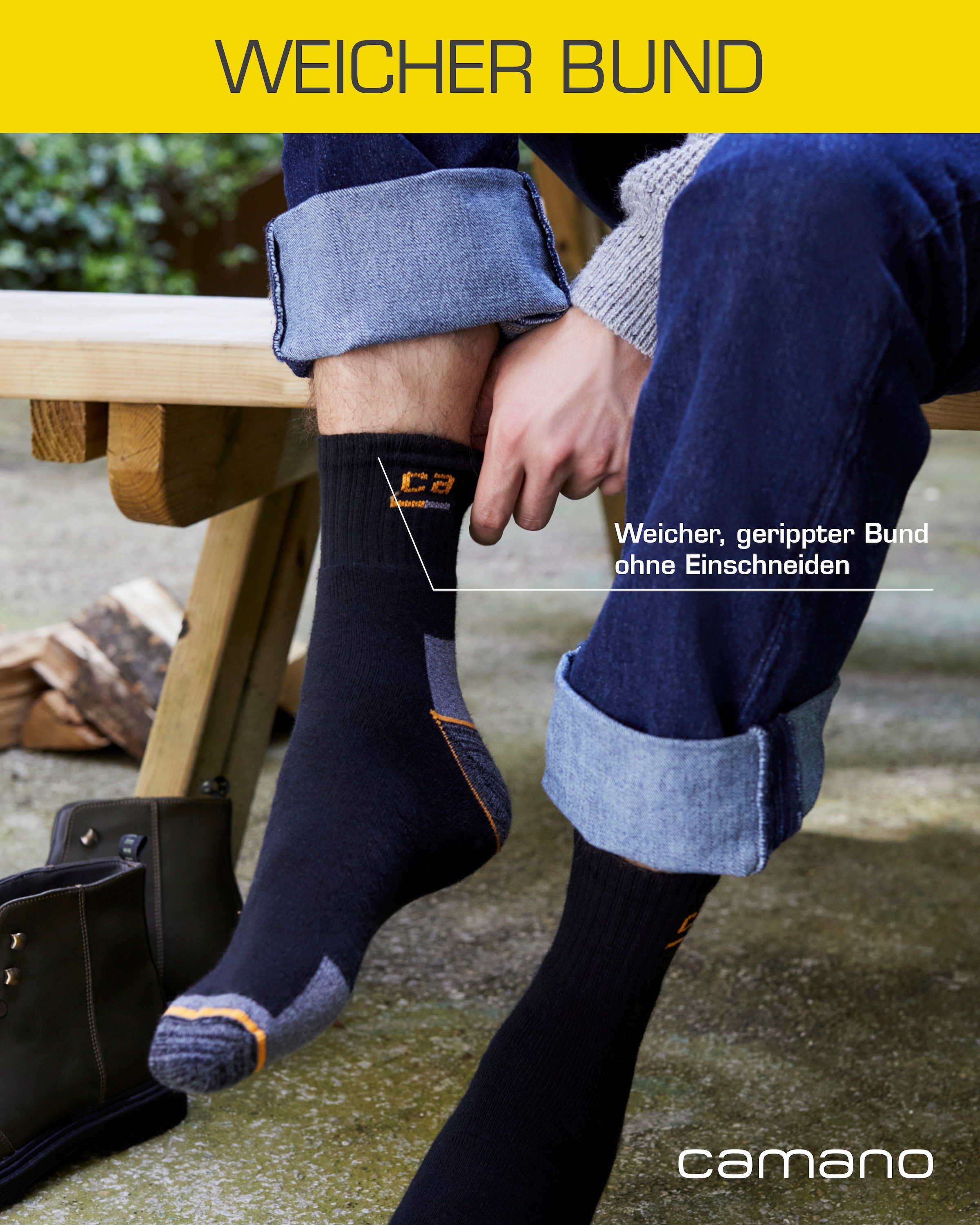 Camano Chaussettes de travail »work« 9 Couple tlg. verstärkte Belastungszonen, atmungsaktiv, gepolstert
