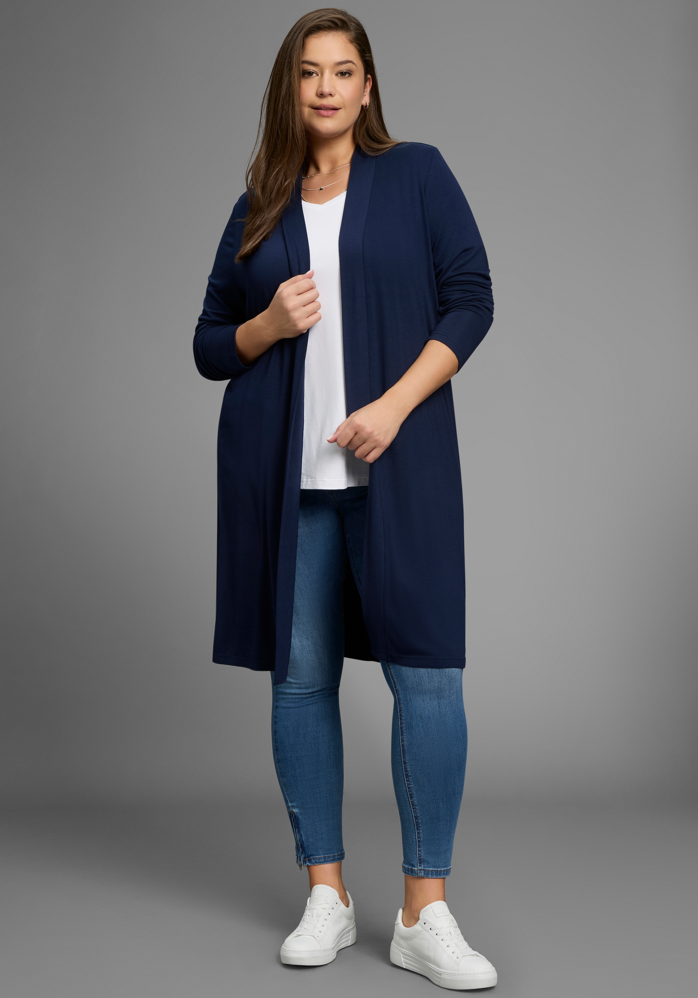 Laura Scott CURVE Longstrickjacke, aus weichem, angenehmem fliessendem Jerseymaterial - GROSSE GRÖSSE