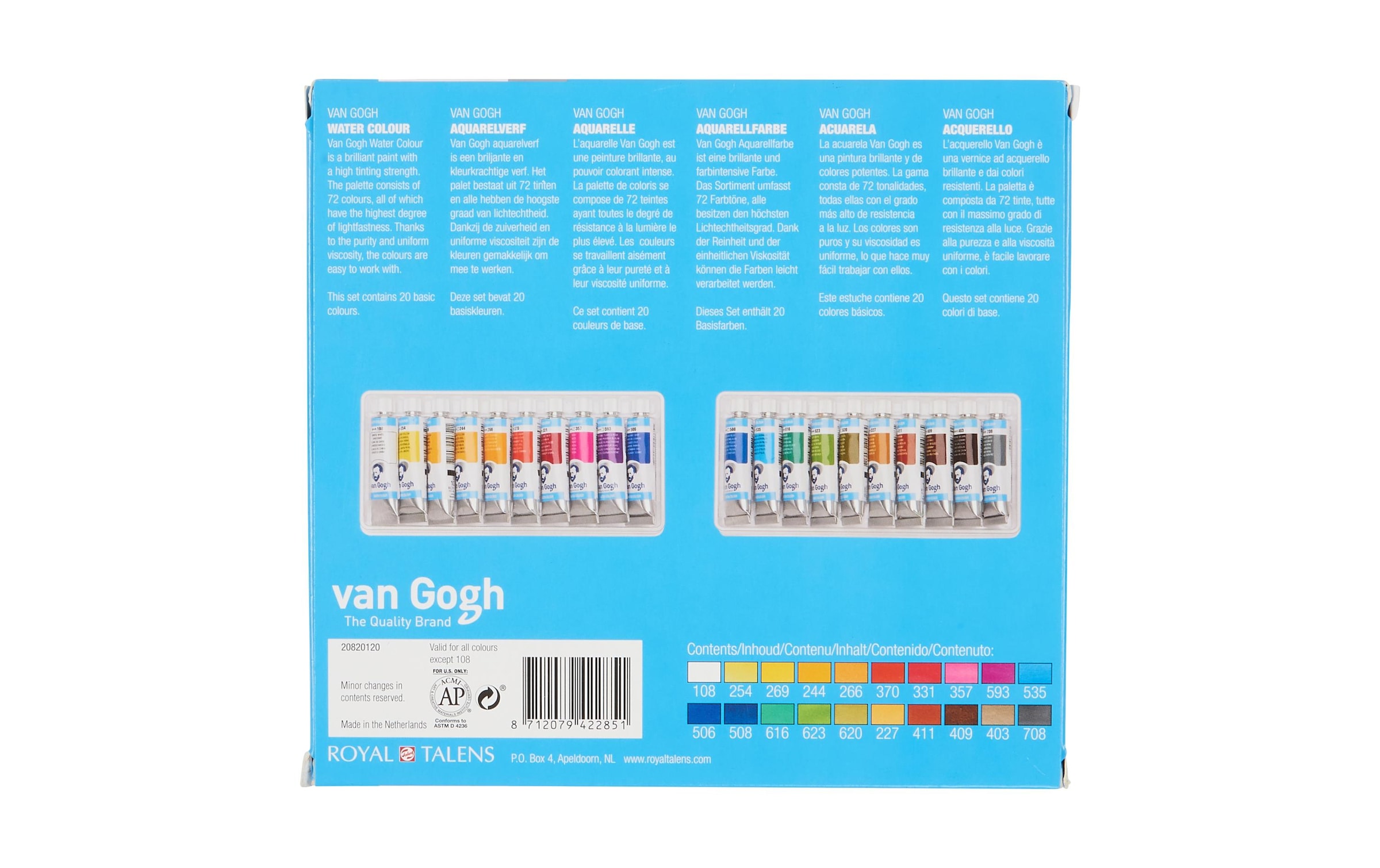 Aquarellfarbe »Van Gogh Malkasten 20er-Set, Mehrfarbig«