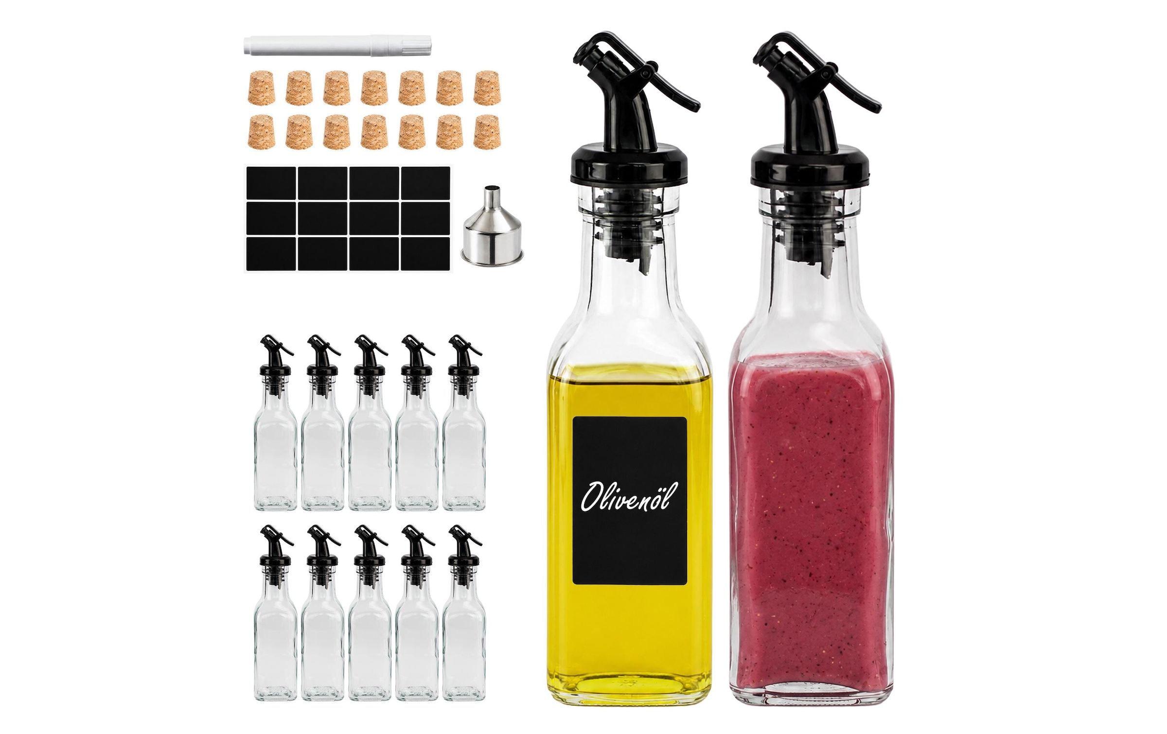relaxdays Set de menus »Ölflaschen Set 12-teilig Glas 150 ml«