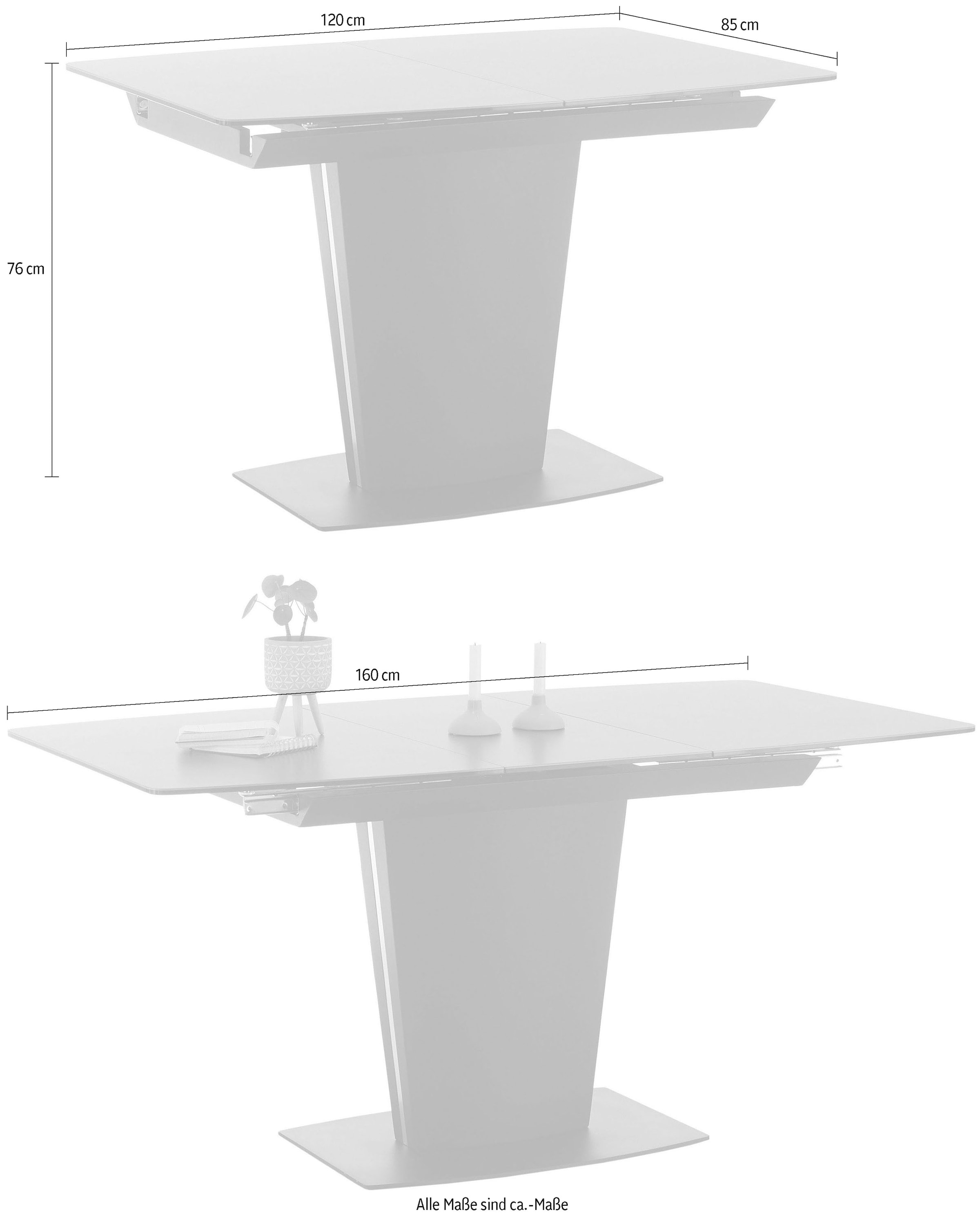 Stolkom Esstisch »Sergio« ausziehbar von 120-160 cm, Keramik