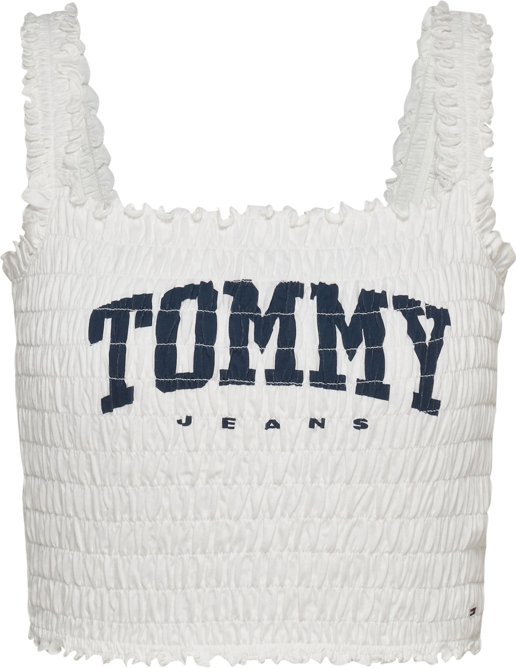 Tommy Jeans Smoktop »TJW SMOCK VARSITY BRALETTE« in Smok-Optik