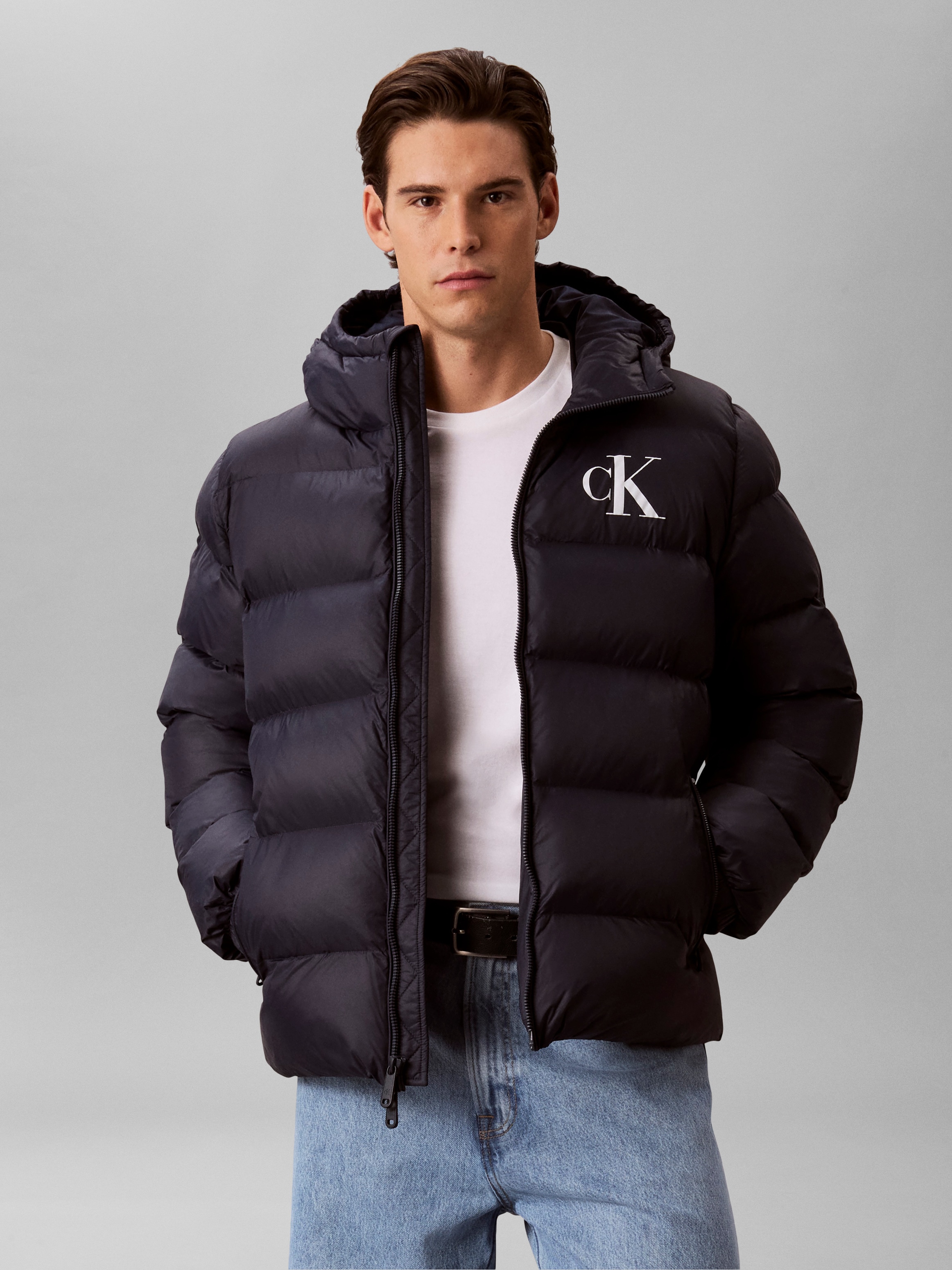 Image of Calvin Klein Steppjacke mit Kapuze 2-Wege-Zipper, Regular Fit, Logodruck