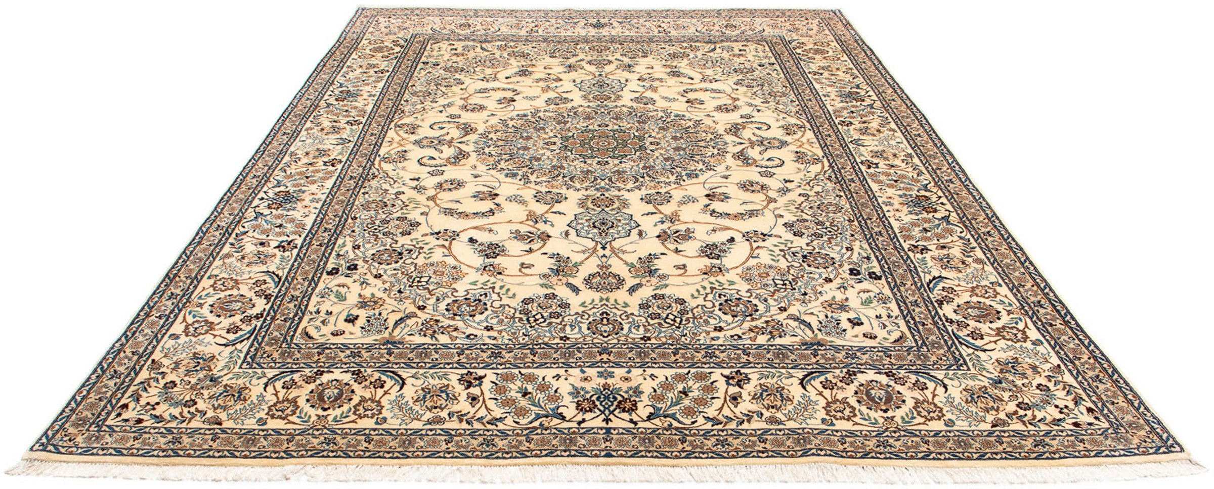 Image of morgenland Orientteppich »Perser - Nain - Royal - 335 x 245 cm - beige«, rechteckig, 10 mm Höhe, Wohnzimmer, Handgeknüpft, Einzelstück mit Zertifikat bei Ackermann Versand Schweiz
