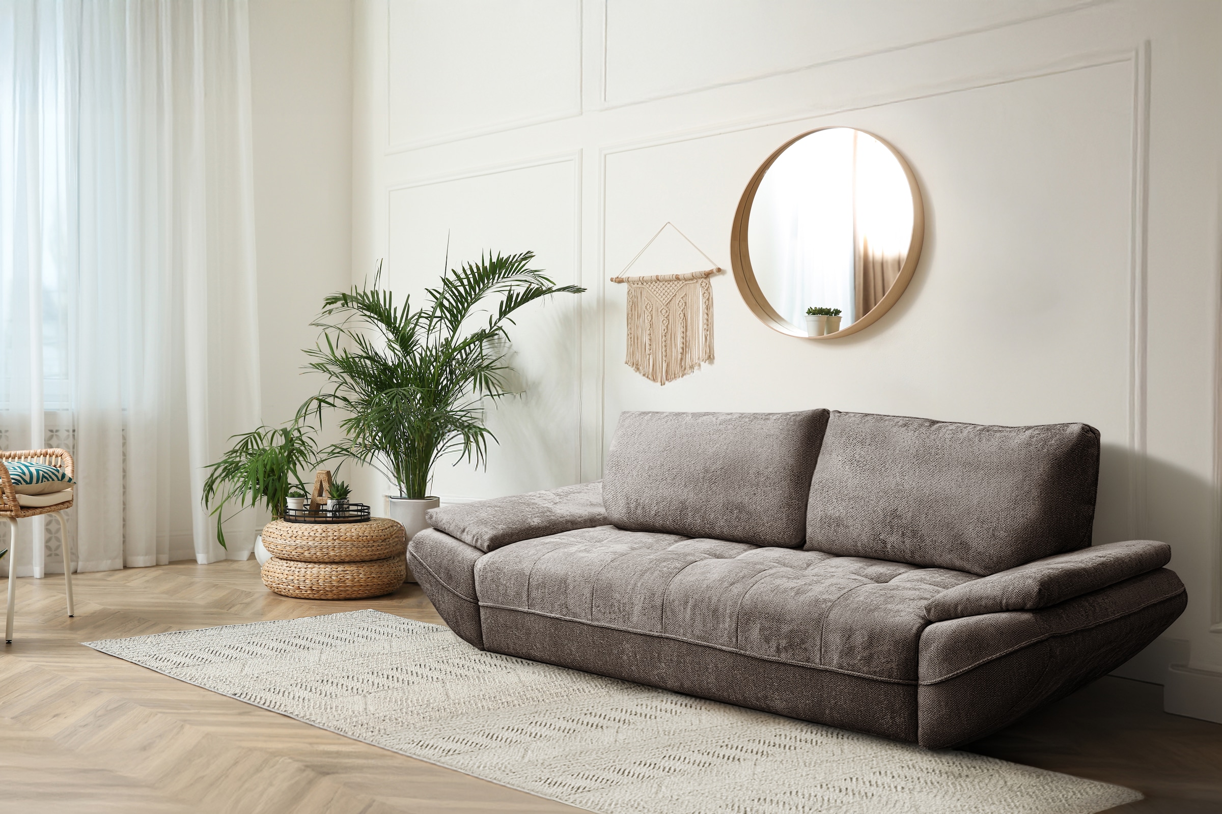 exxpo - sofa fashion Canapé Big incl. fonction lit et coffre, grand confort d'assise, matelassage sur l'assise