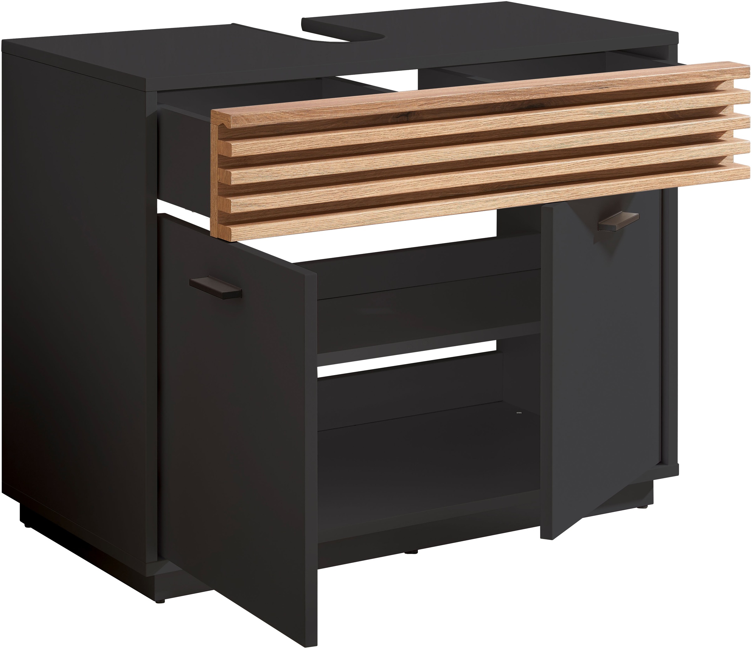 BASIC by Balculina Armoire sous lavabo »Liguria B/H/T 80x64x40 cm« 1 cuis tlg. Largeur 80cm, tiroir sous plan, FSC-Mix 70%
