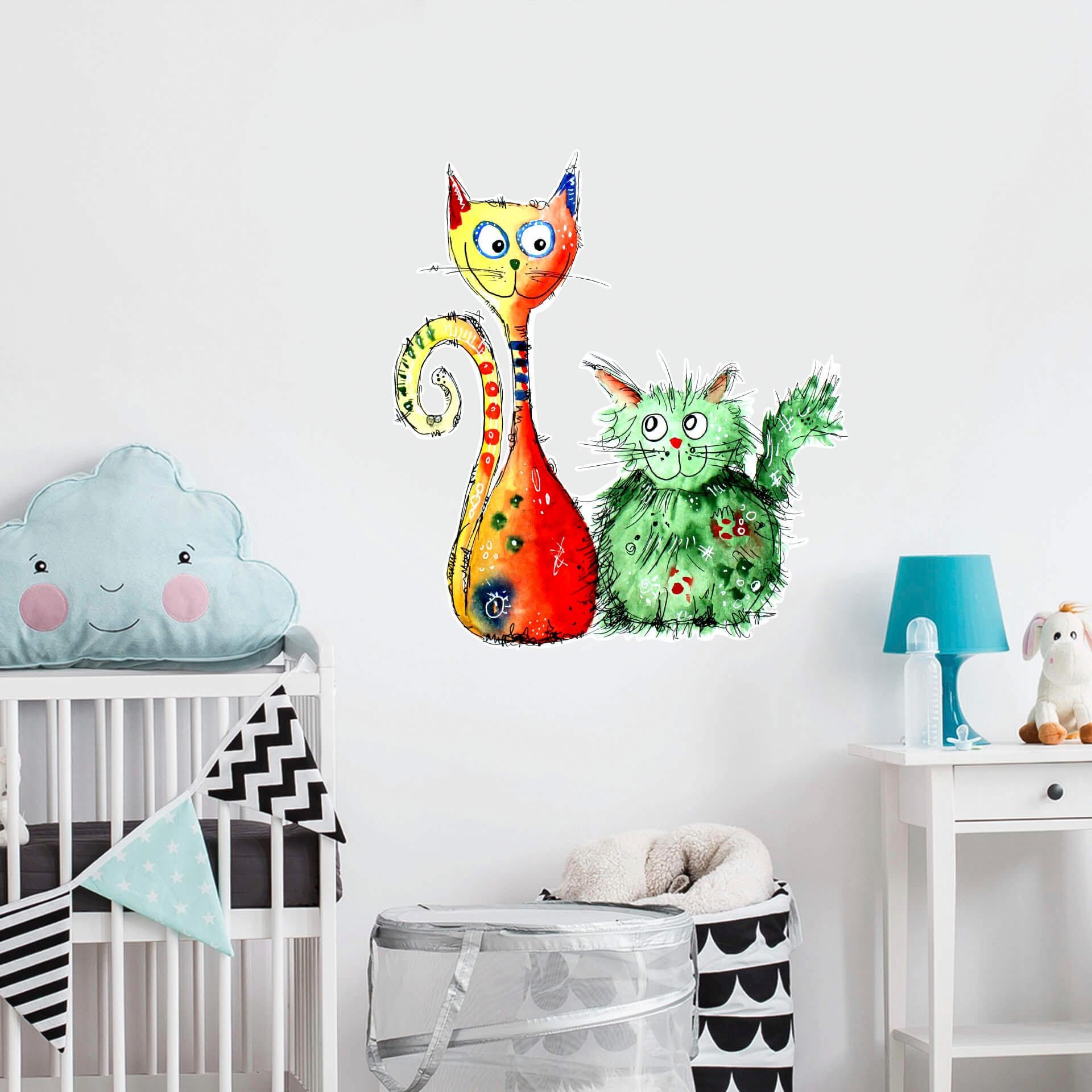 Wall-Art Wandtattoo »Wohnzimmer Kunstdruck bunte Katze«, selbstklebend, entfernbar