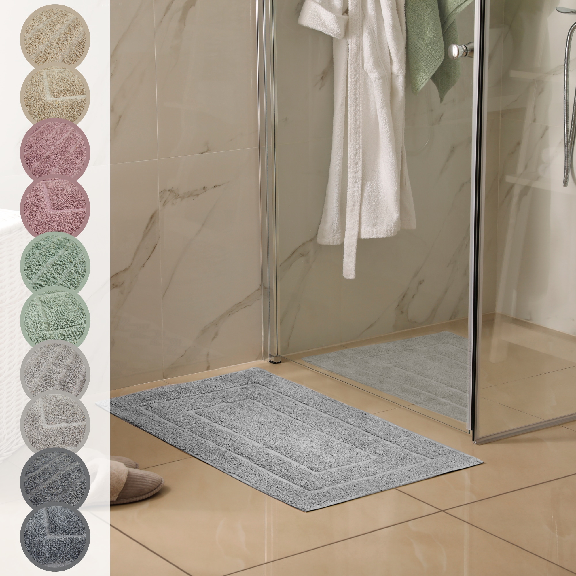 Image of Andiamo Badematte "Havanna, 50xca. 80 cm, Badvorleger, Badezimmer Teppich" Höhe 7,5 mm fussbodenheizungsgeeignet schnell trocknend Badteppich, Uni Farben, Hoch-Tief Effekt, verschiedene Designs